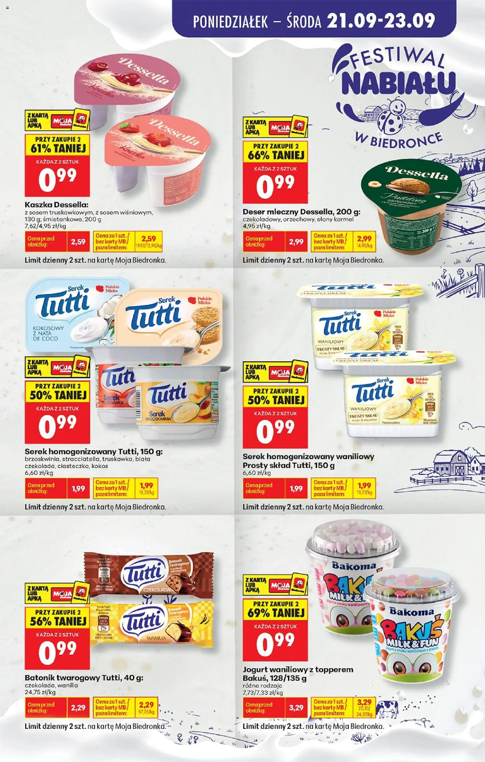 Biedronka gazetka od poniedziałku od 21.09.2026 | Strona: 3 | Produkty: Jogurt waniliowy, Serek, Batonik twarogowy, Wanilia