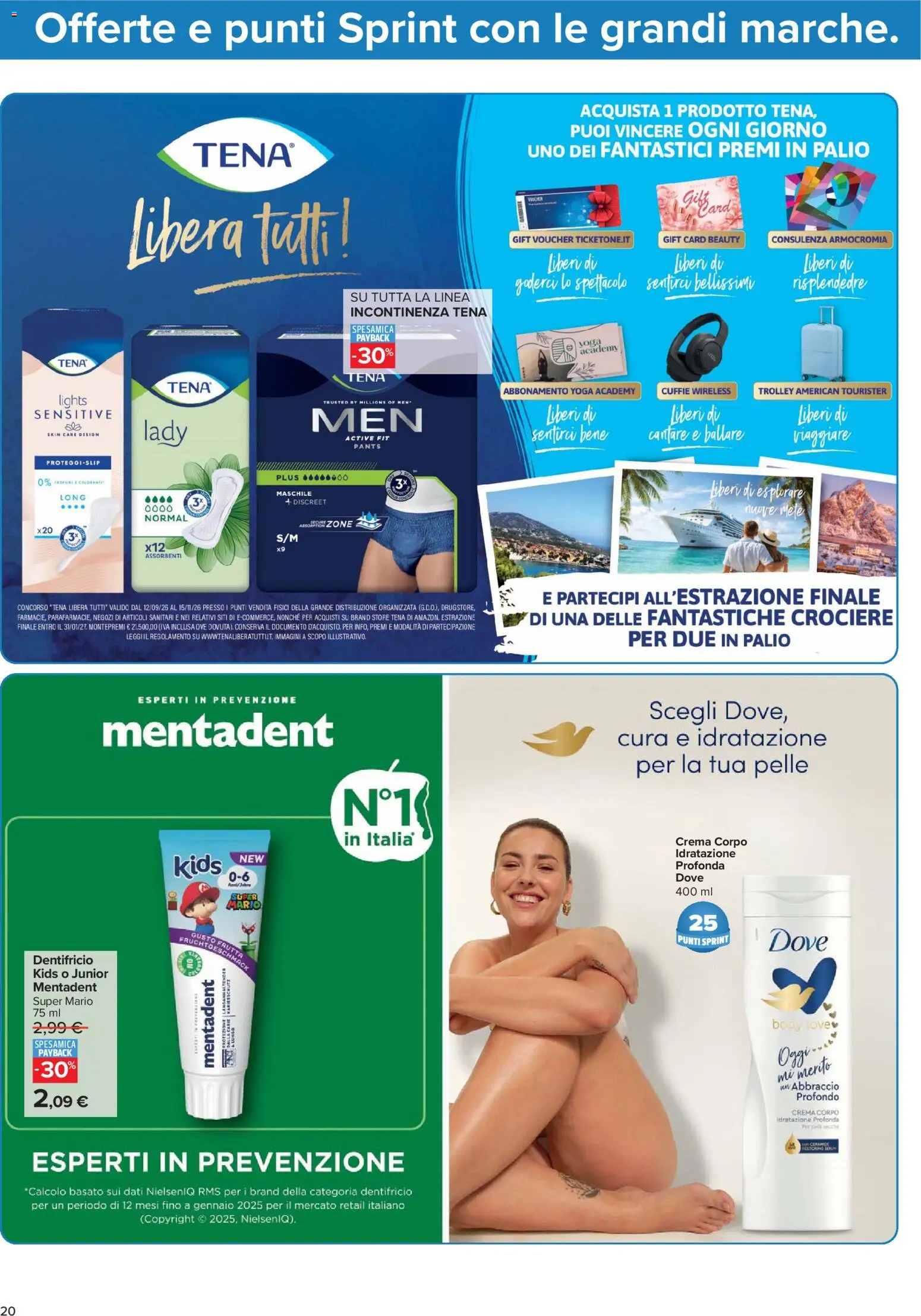 Volantino Carrefour del 15/09/2026 | Pagina: 20 | Prodotti: Dentifricio, Mele, Frutta, Cuffie