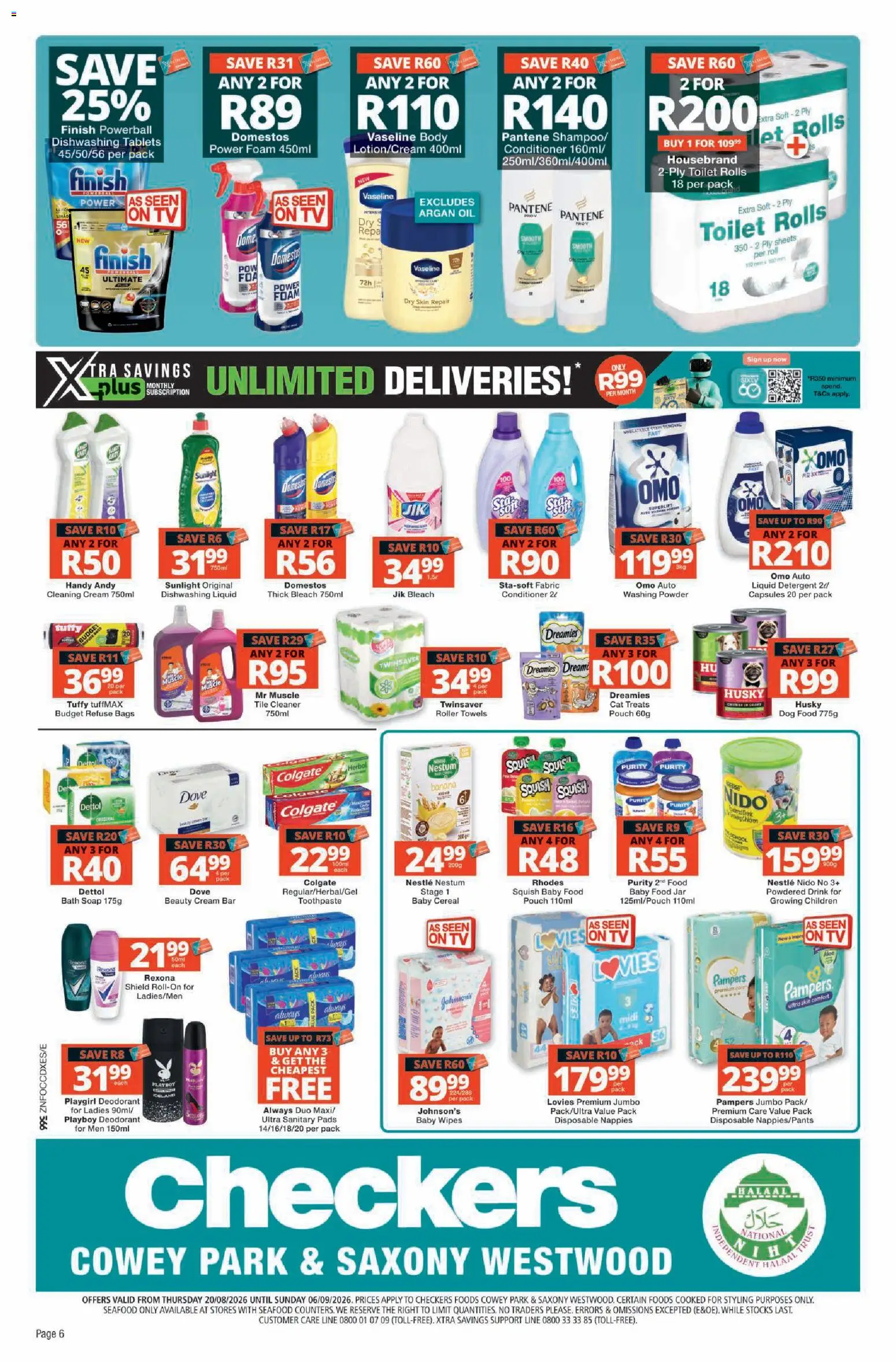 New Checkers catalogue – valid from 20/08/2026 | Page: 6 | Products: Conditioner, Cream, Washing powder, Detergent