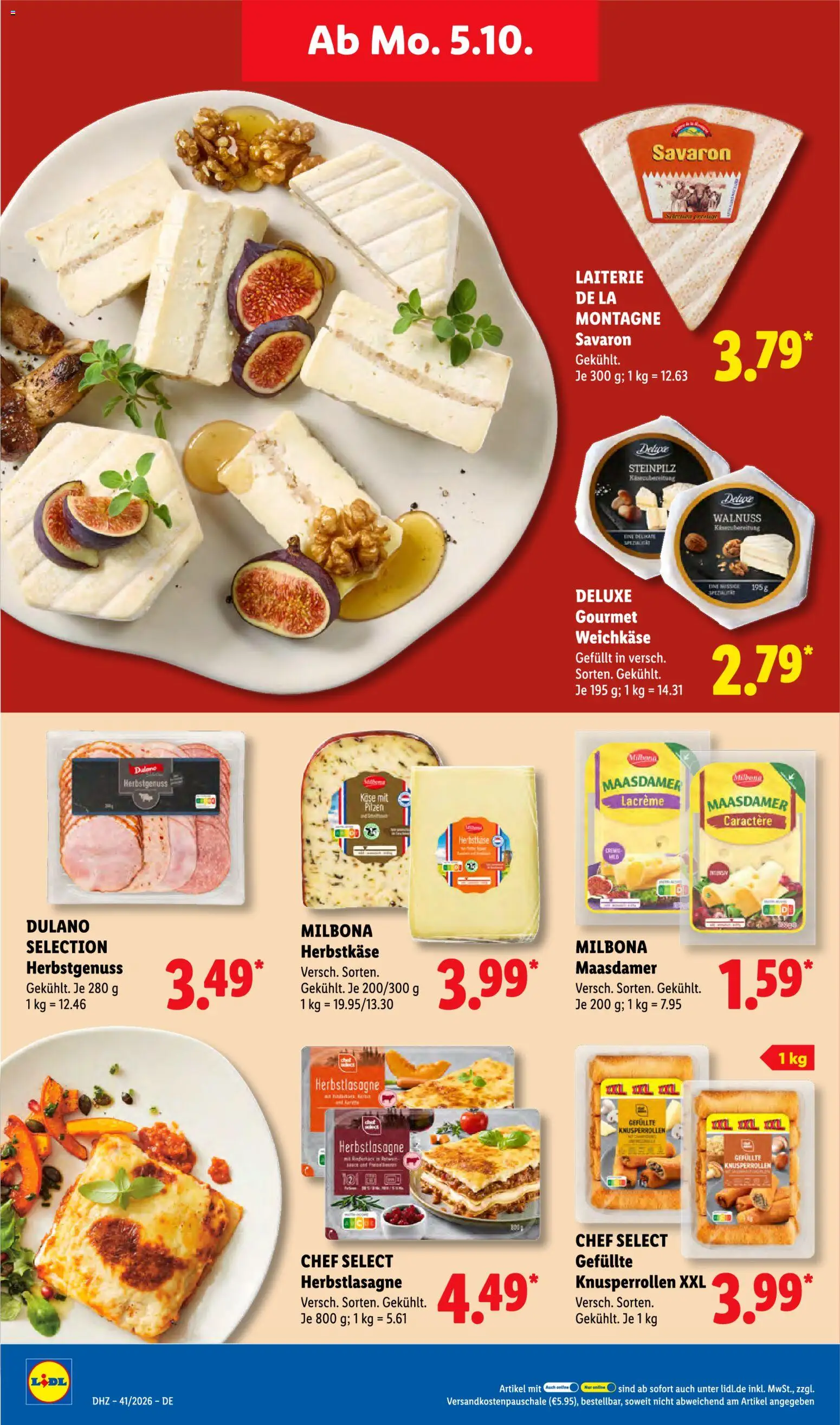 Lidl Německo leták od 05.10.2026 | Strana: 24 | Produkty: Gourmet, Maasdamer, Milbona, Kaše