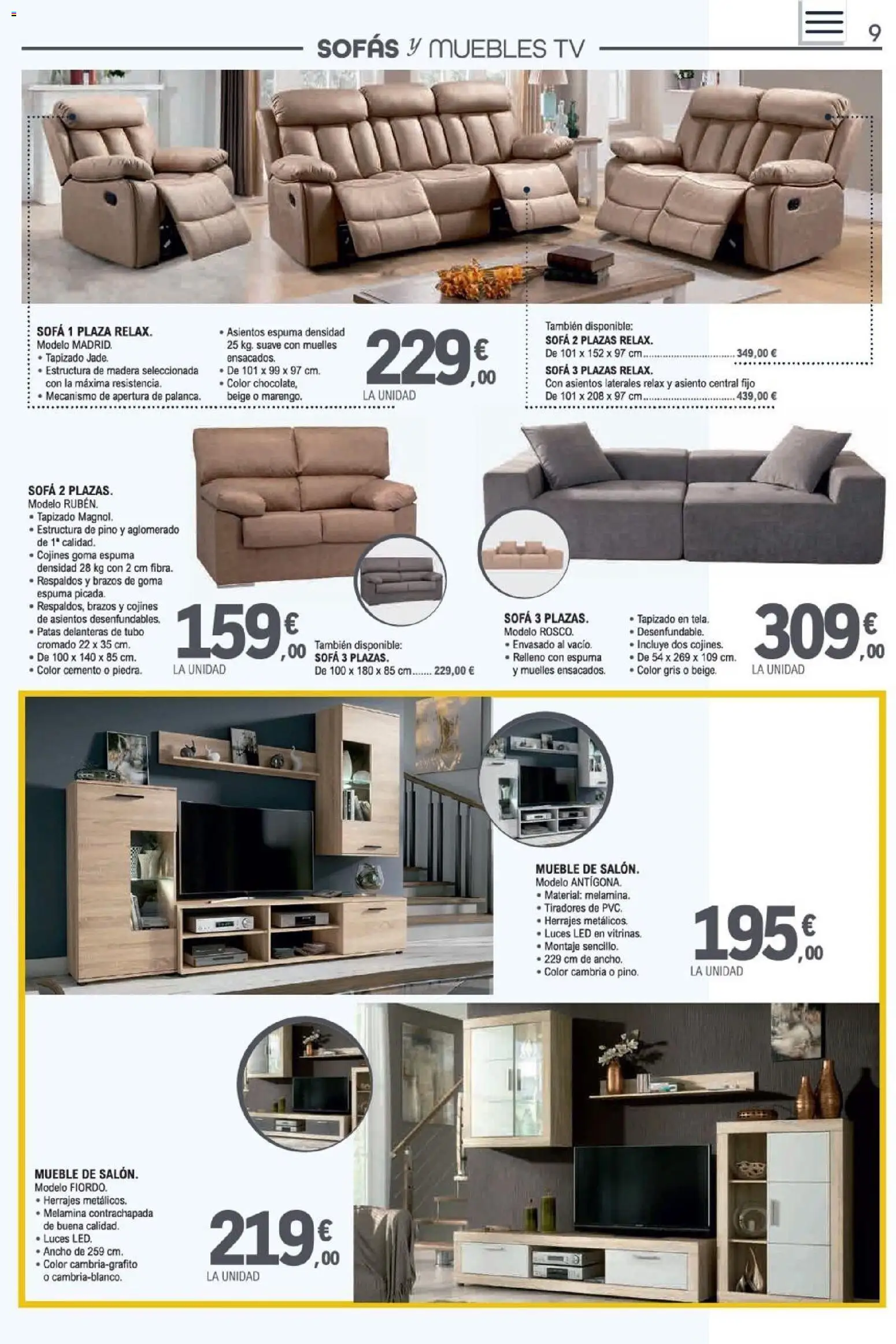 E.Leclerc Ciudad Real │ válido desde el 31/08/2026 | Página: 9 | Productos: Sofás, Espuma, Cemento, Sofá