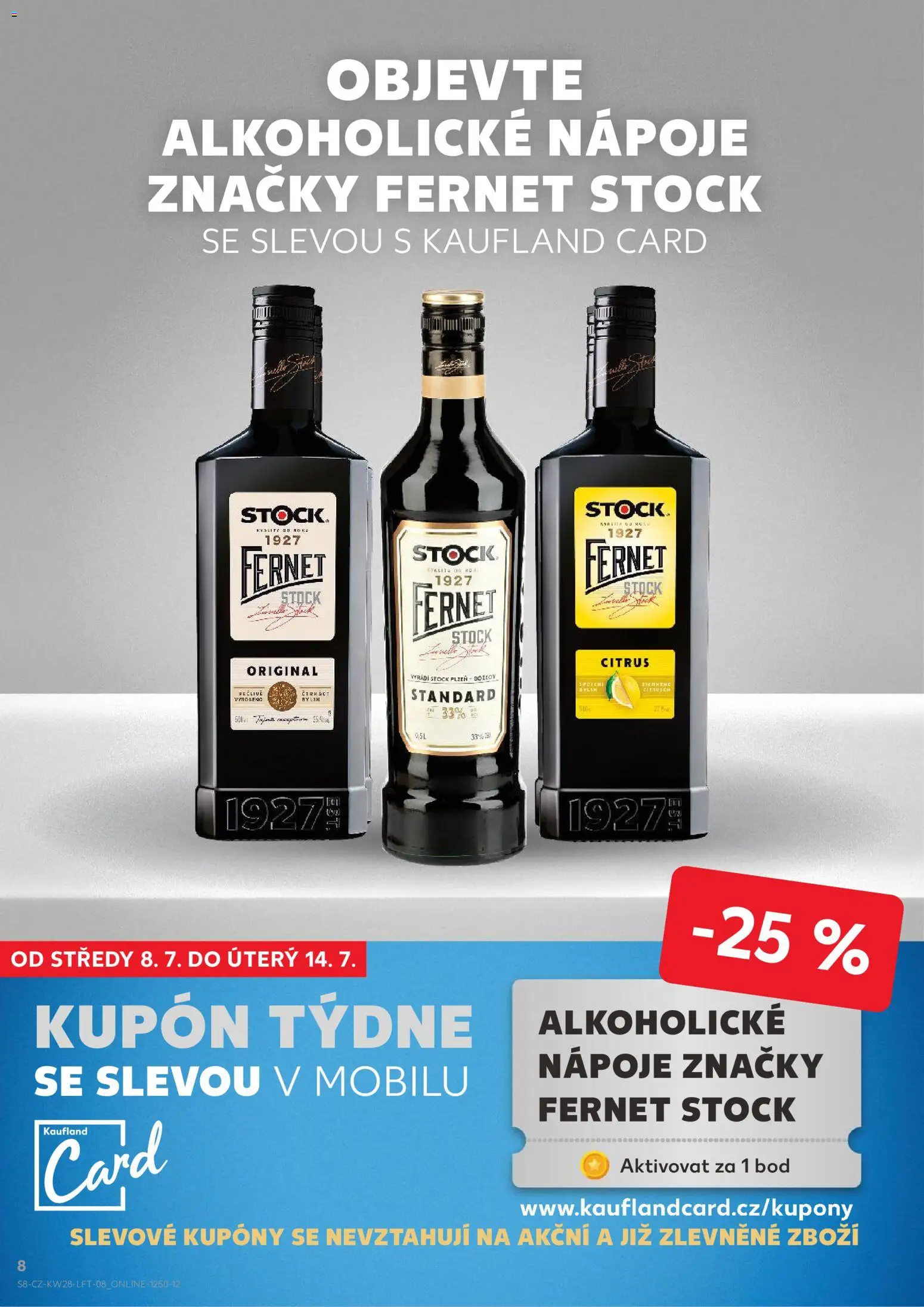 Kaufland leták od 08.07.2026 | Strana: 8 | Produkty: Alkoholické nápoje, Fernet