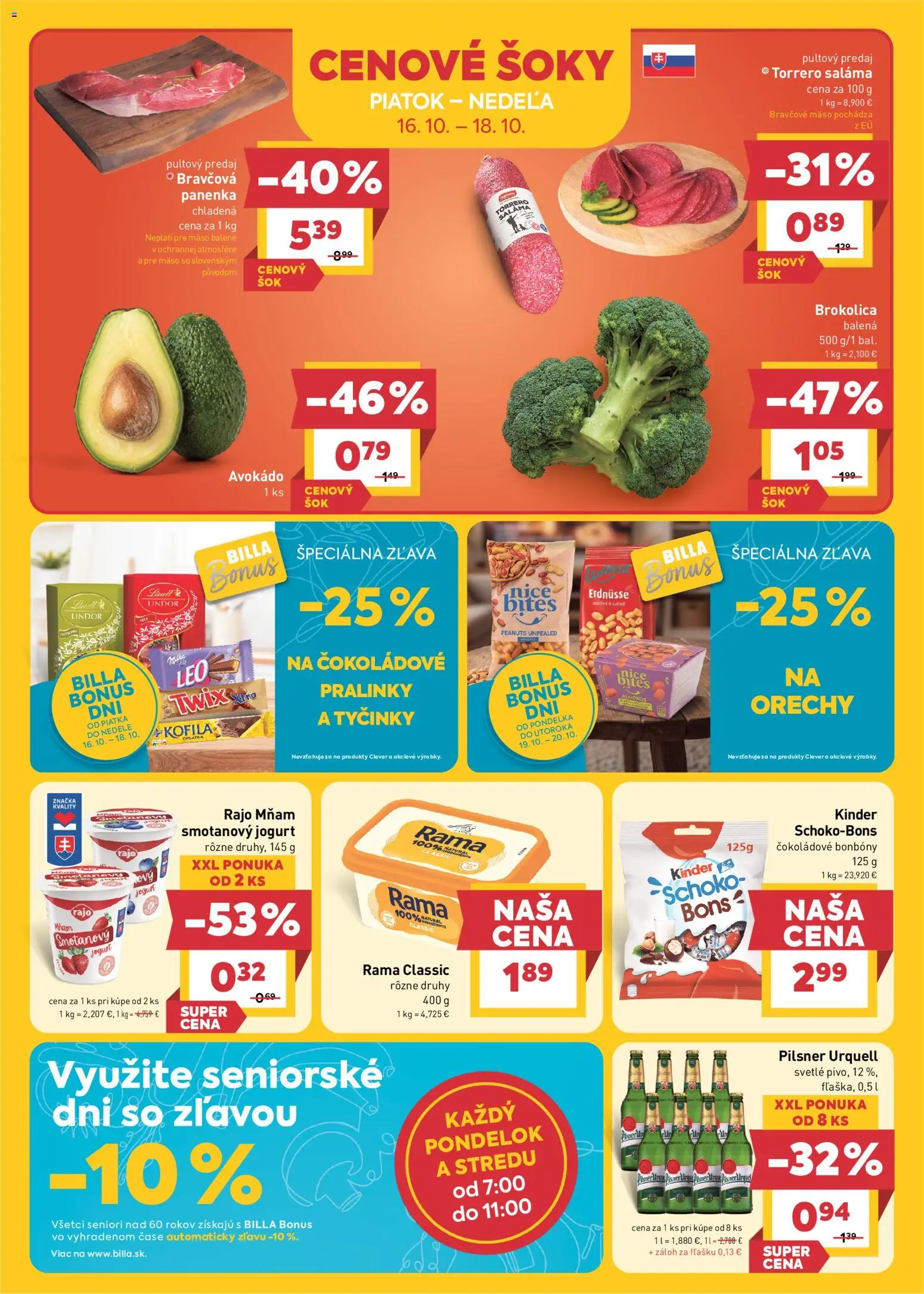 Nové Billa akcie – leták je platný od 14.10.2026 | Strana: 24 | Produkty: Brokolica, Mäso, Avokádo, Milka