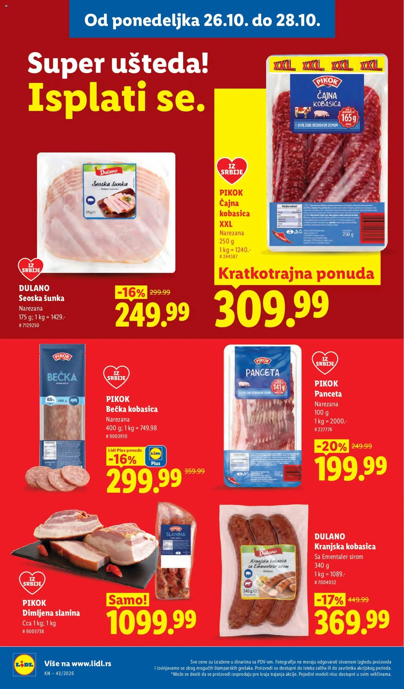 Lidl katalog - važi od 22.10.2026 | Strana: 102 | Proizvode: Panceta, Ementaler, Slanina, Kobasica