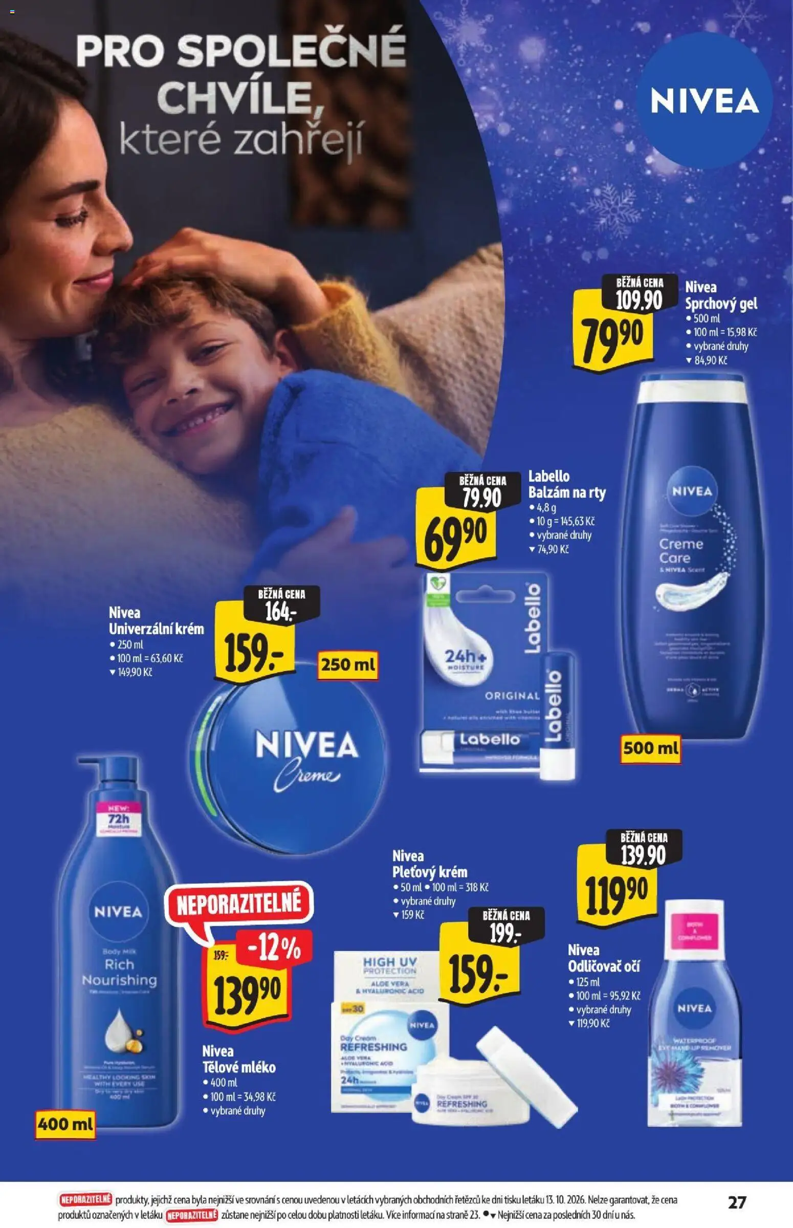 Albert leták - Hypermarket - Nabídka ve značkové kvalitě od 21.10.2026 | Strana: 27 | Produkty: Tělové mléko, Mléko, Body, Odličovač očí
