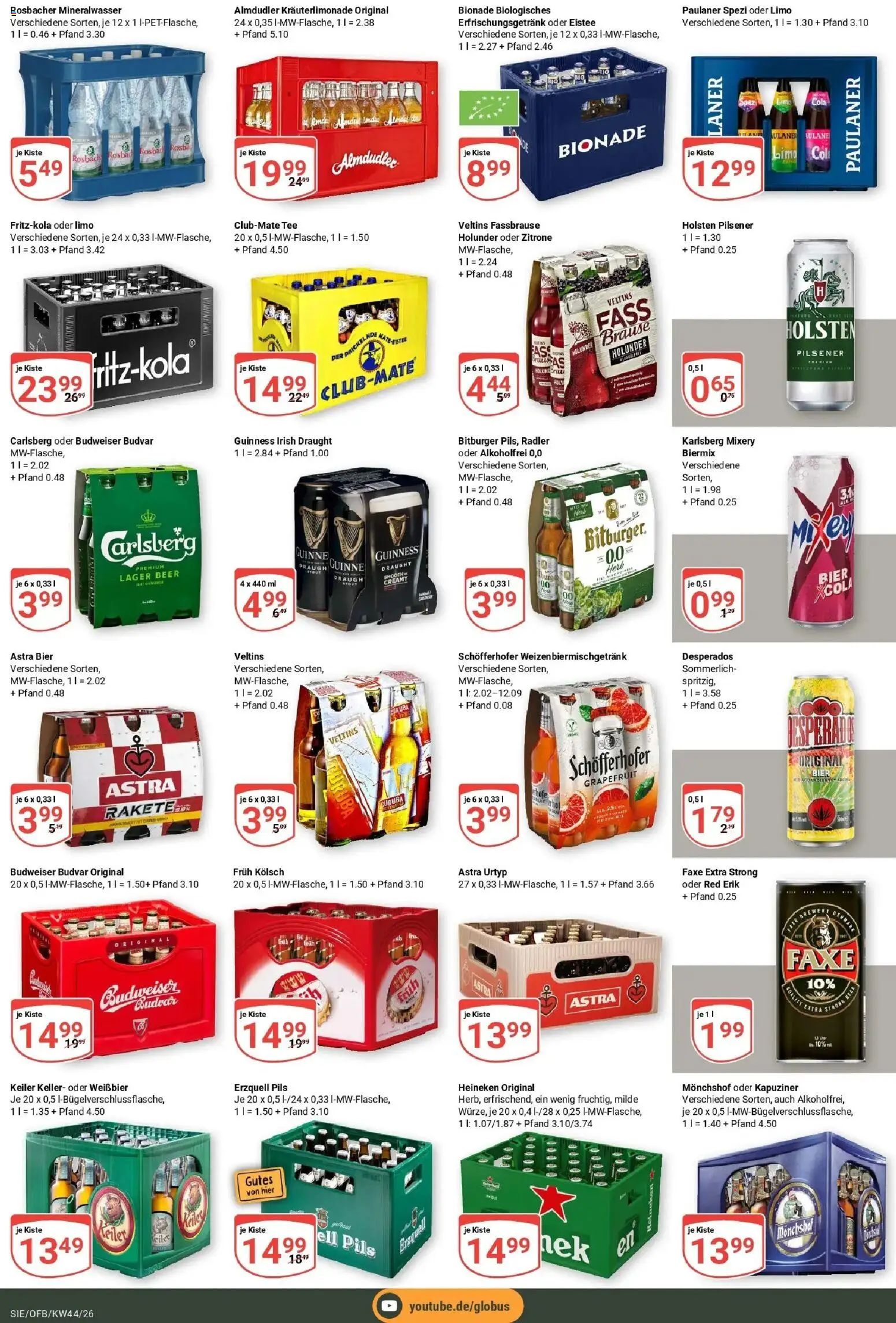 Globus Prospekt Siegen – gültig ab 26.10.2026 | Seite: 25 | Produkte: Carlsberg, Bionade, Mineralwasser, Budweiser