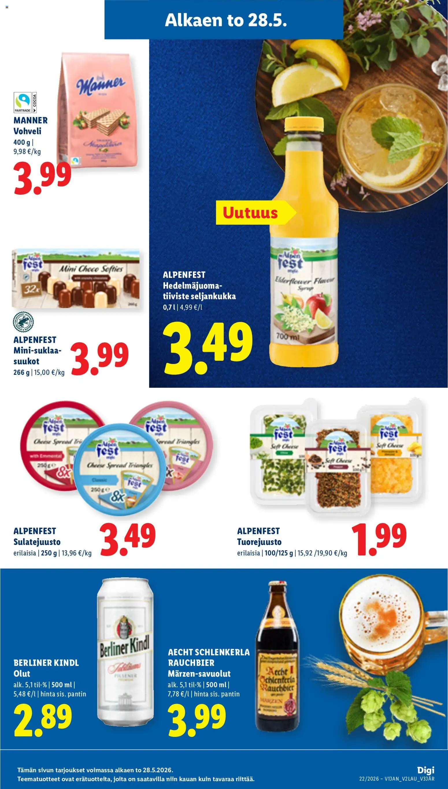 Lidl tarjoukset – voimassa 28.05.2026 alkaen | Sivu: 11 | Tuotteet: Emmental, Suukot, Olut