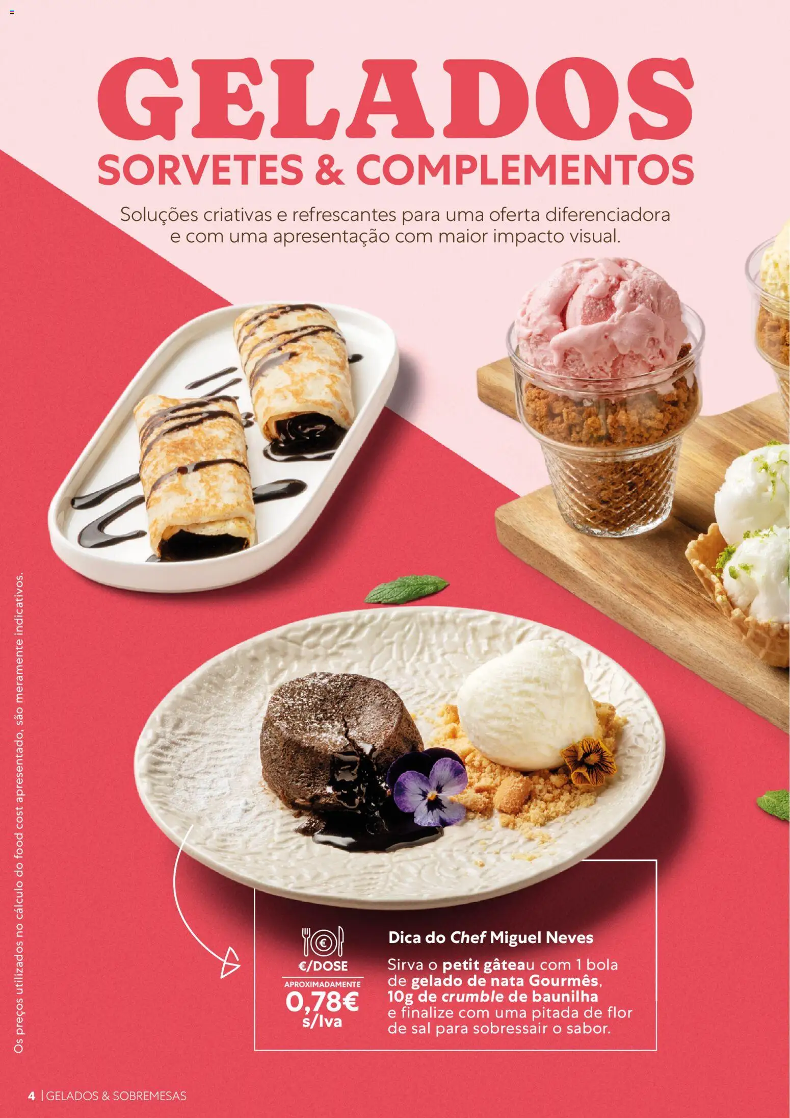 Recheio Catálogo de Gelados  Sobremesas │ válido de 26/06/2026 | Página: 4 | Produtos: Sobremesas, Sal, Gelado, Petit Gateau