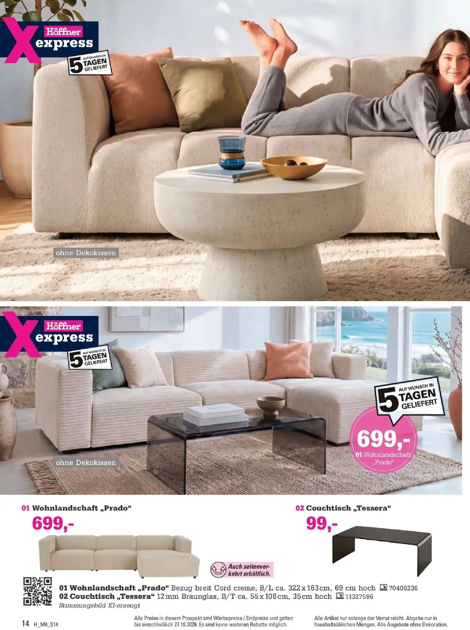 Höffner Prospekt Isernhagen/ot Altwarmbüchen – gültig ab 14.10.2026 | Seite: 14 | Produkte: Wohnlandschaft, Couchtisch