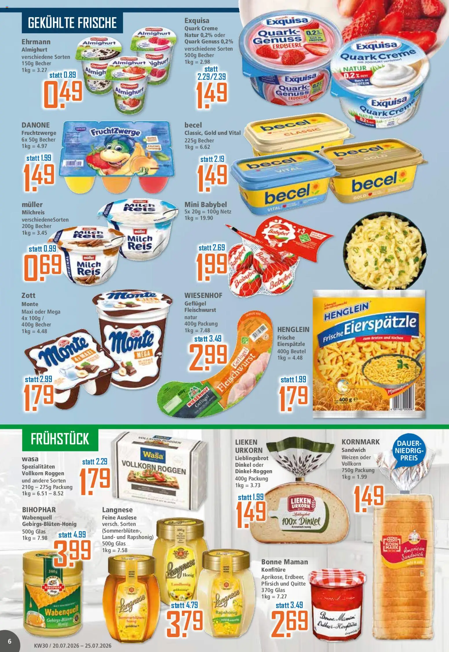 Klaas & Kock Prospekt – gültig ab 20.07.2026 | Seite: 6 | Produkte: Langnese, Fruchtzwerge, Exquisa, Reis