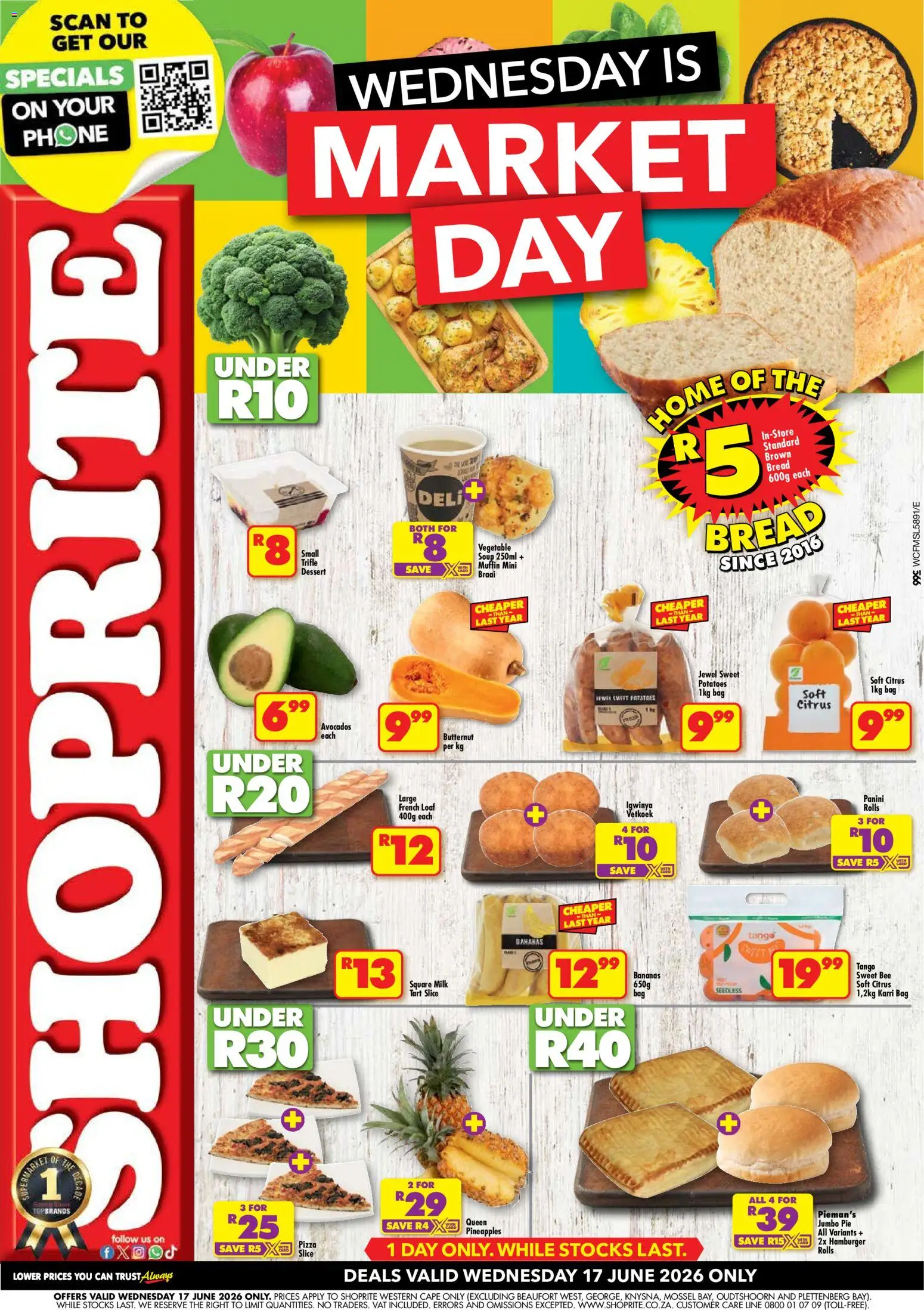 New Shoprite catalogue – valid from 17.06.2026 | Page: 1 | Products: Milk, Bananas, Soup, Potatoes