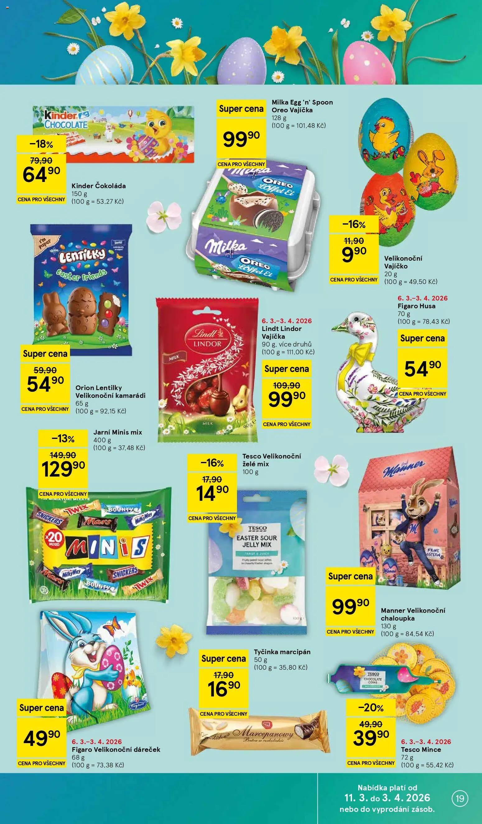 Tesco leták - Hypermarket od 11.03.2026 | Strana: 19 | Produkty: Lindt, Lindt lindor, Oreo, Husa