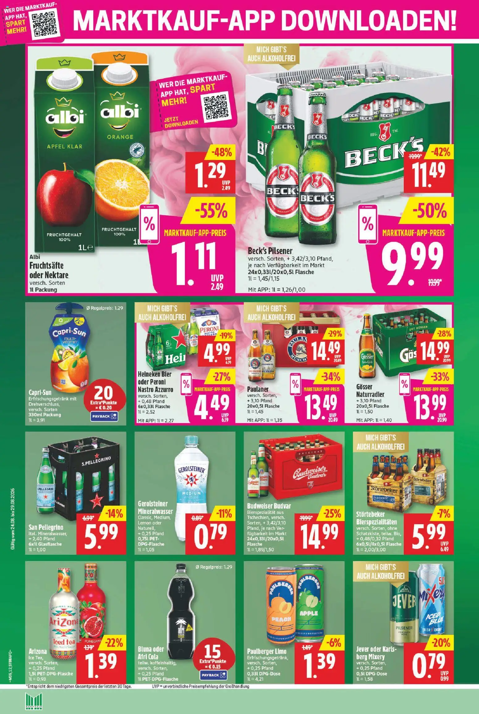 Marktkauf Prospekt – gültig ab 24.08.2026 | Seite: 14 | Produkte: Bier, Mineralwasser, Budweiser, Mixery