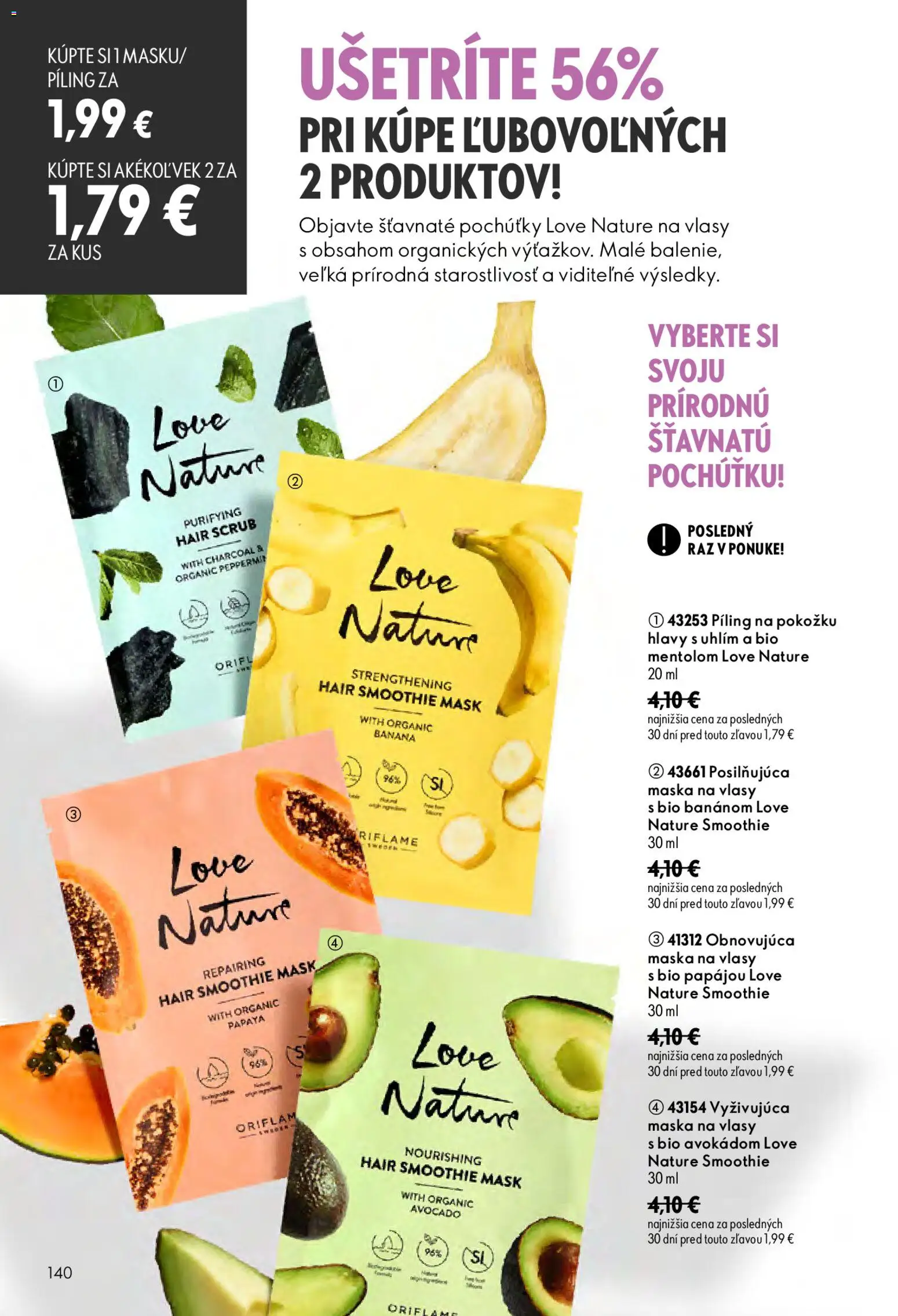 Nové Oriflame akcie – leták je platný od 19.08.2026 | Strana: 140 | Produkty: Maska na vlasy, Maska, Smoothie