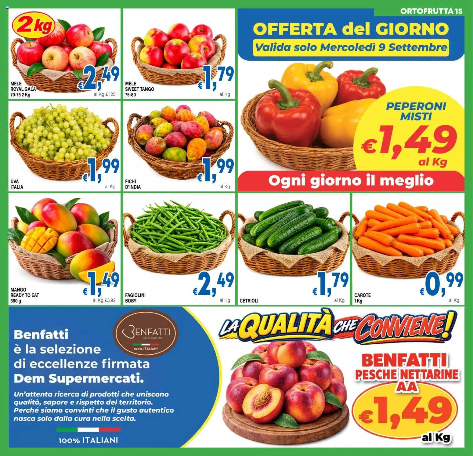 Volantino DEM del 02/09/2026 | Pagina: 15 | Prodotti: Fichi, Carote, Fagiolini, Pesche
