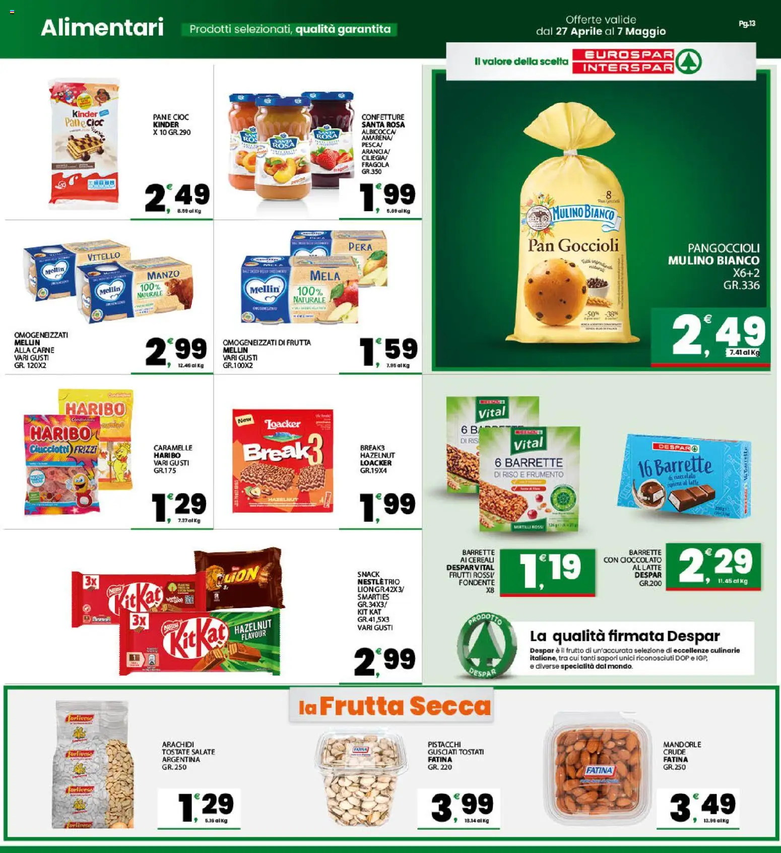 Volantino Interspar del 27.04.2026 | Pagina: 13 | Prodotti: Riso, Frutta, Latte, Mandorle