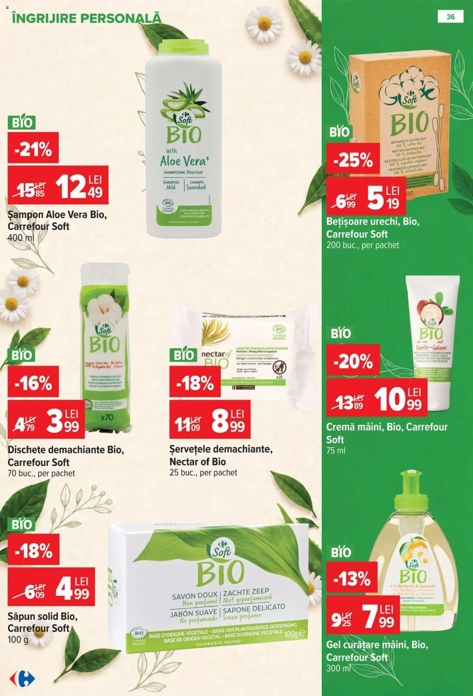 Noul catalog Carrefour – valabil de la 14.10.2026 | Pagină: 36 | Produse: Bio, Aloe vera, Șampon, Mandarine
