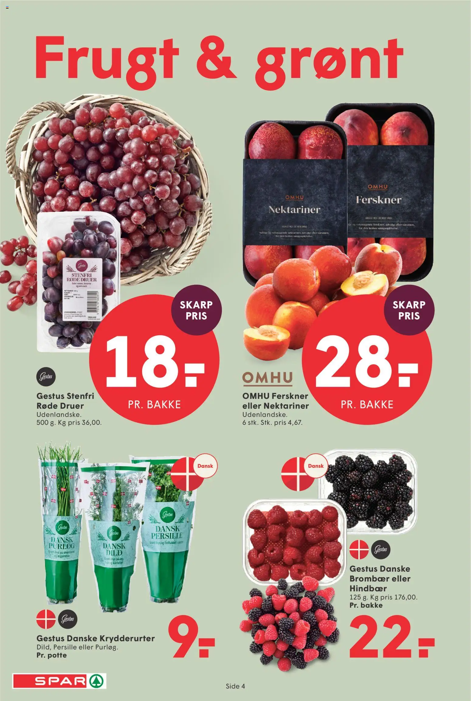 Spar tilbudsavis – gyldig fra 07/08/2026 | Side: 4 | Produkter: Purløg, Dild, Nektariner, Persille