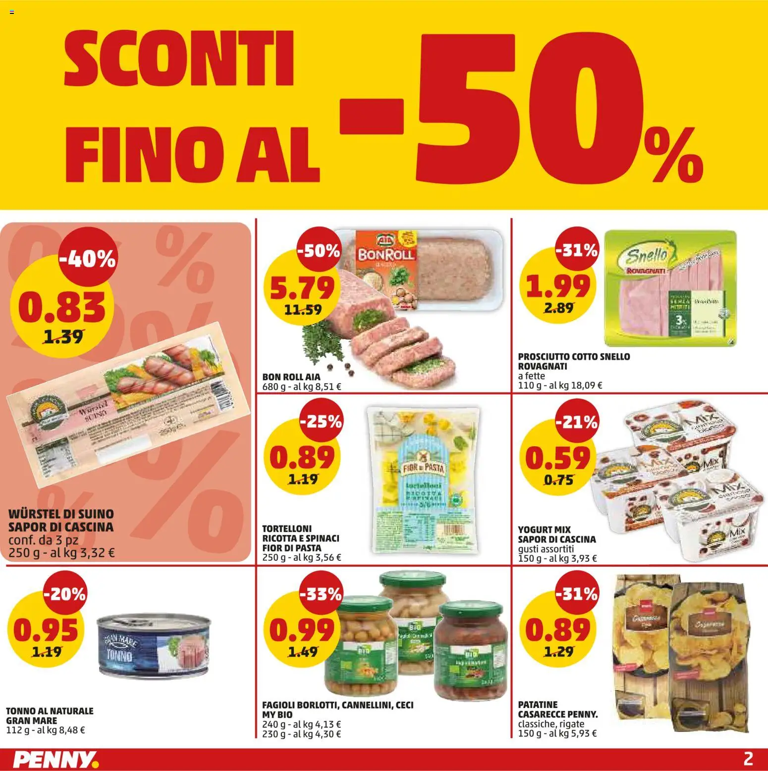 Volantino PENNY del 08/10/2026 | Pagina: 2 | Prodotti: Patatine, Prosciutto, Spinaci, Tonno al naturale