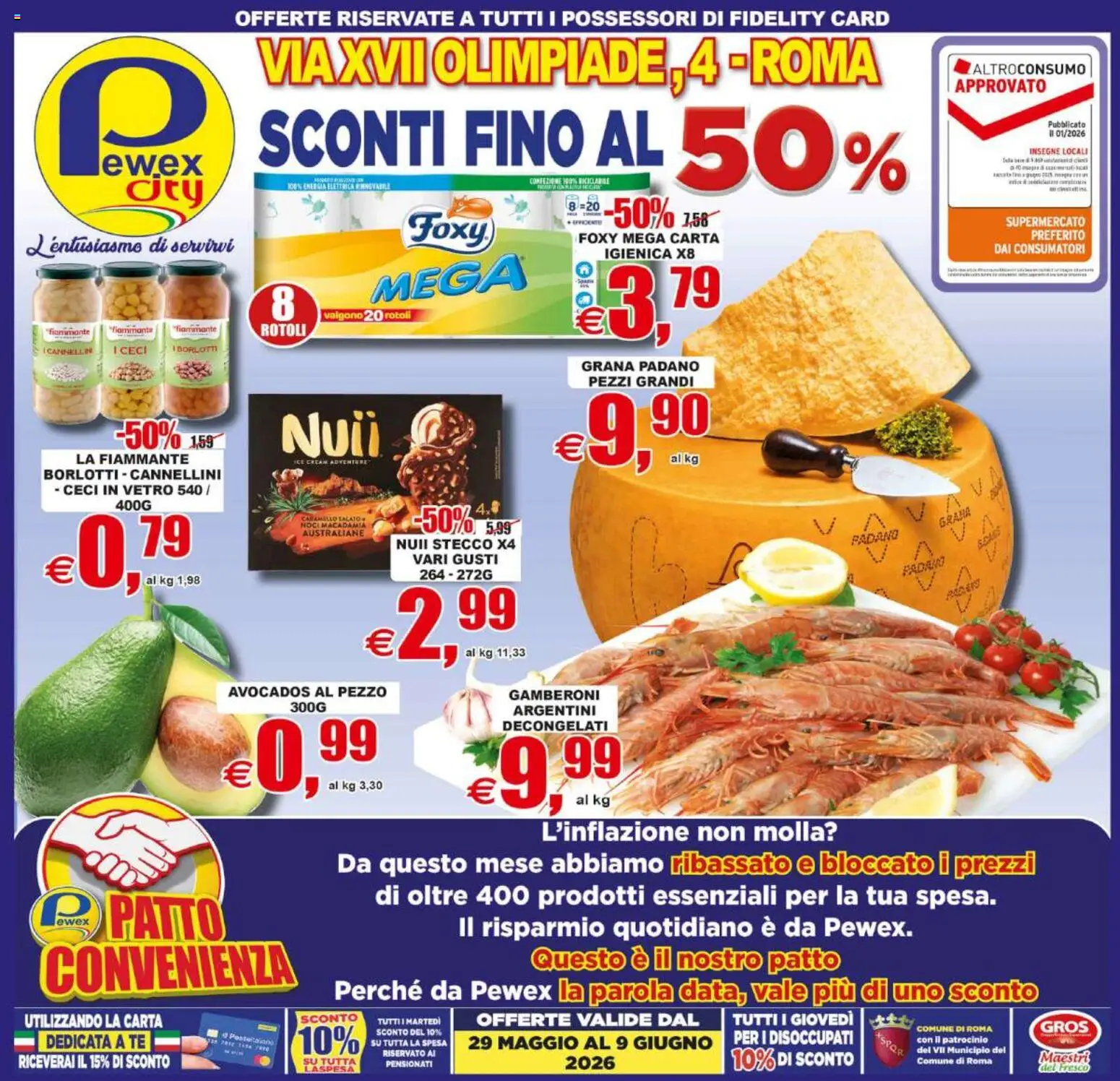Volantino Pewex del 29.05.2026 | Pagina: 1 | Prodotti: Ceci, Cannellini, Noci, Grana Padano