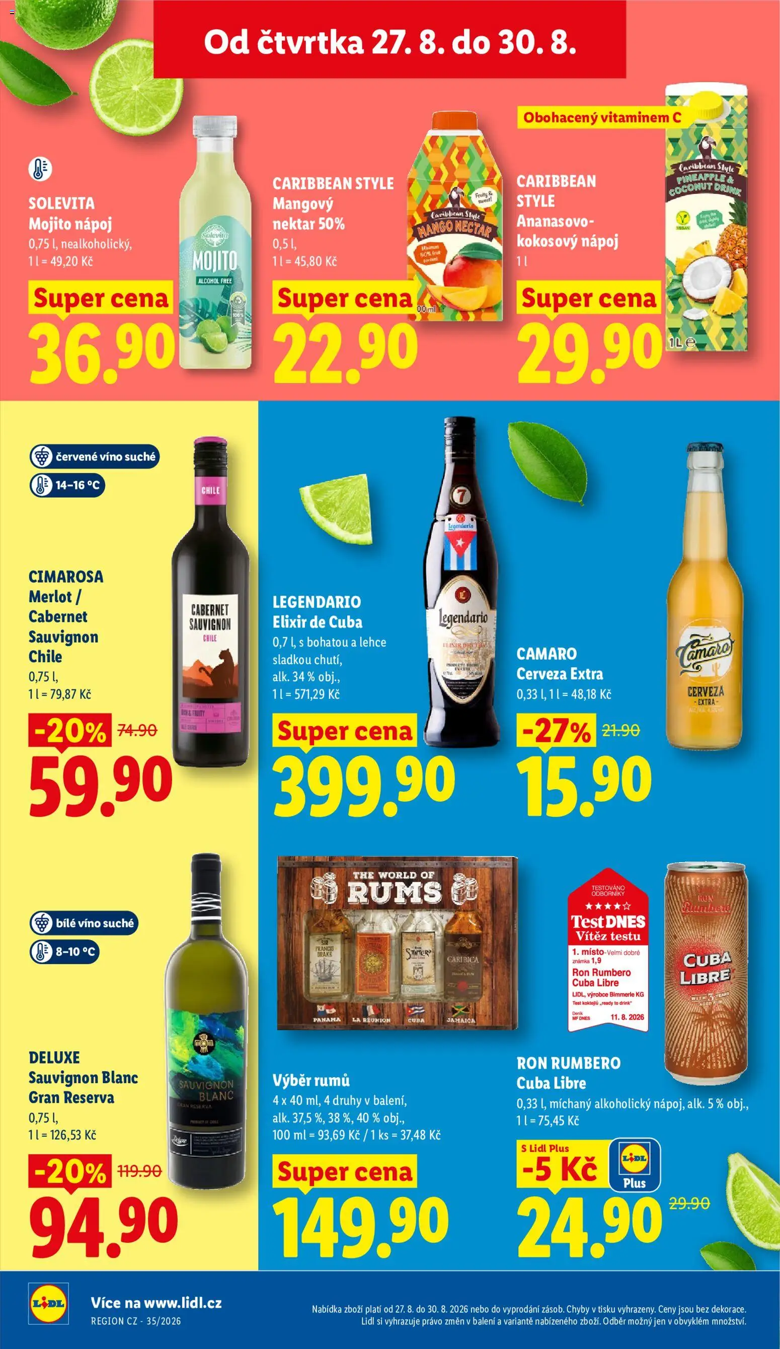 Lidl leták od 27.08.2026 | Strana: 24 | Produkty: Mango, Test, Červené víno, Cabernet Sauvignon