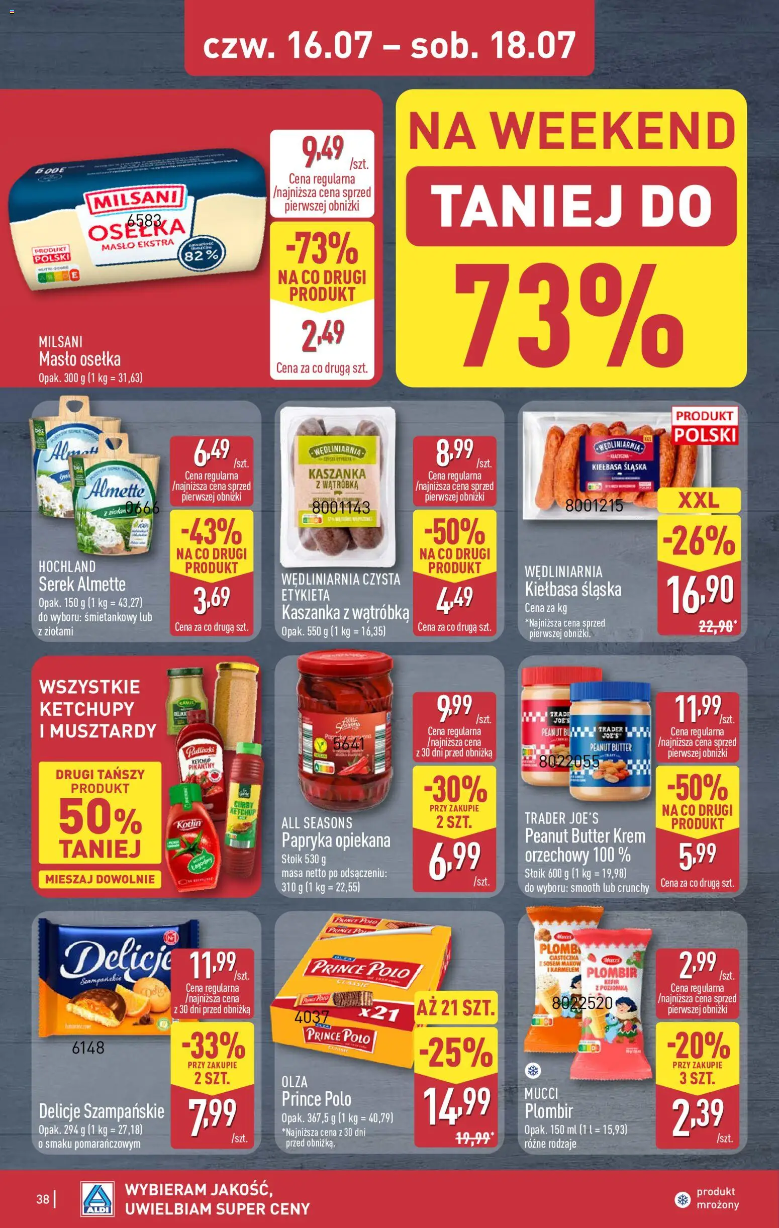 Aldi gazetka od 13.07.2026 | Strona: 38 | Produkty: Ketchup, Serek, Masło, Ciasteczka