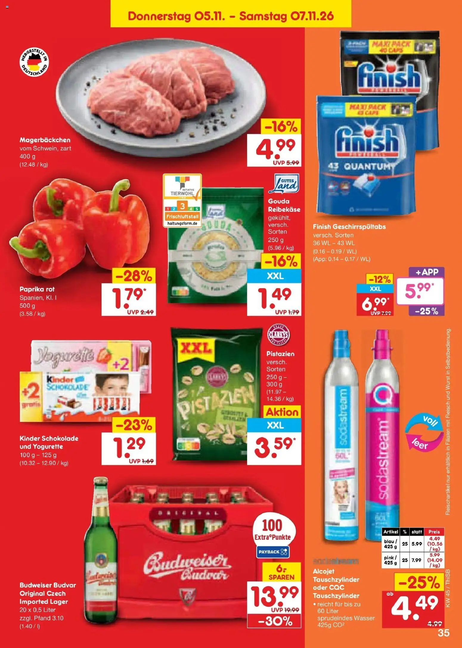 Netto Marken-Discount Prospekt Pirna – gültig ab 02.11.2026 | Seite: 51 | Produkte: Kinder schokolade, Gouda, Paprika rot, Sodastream