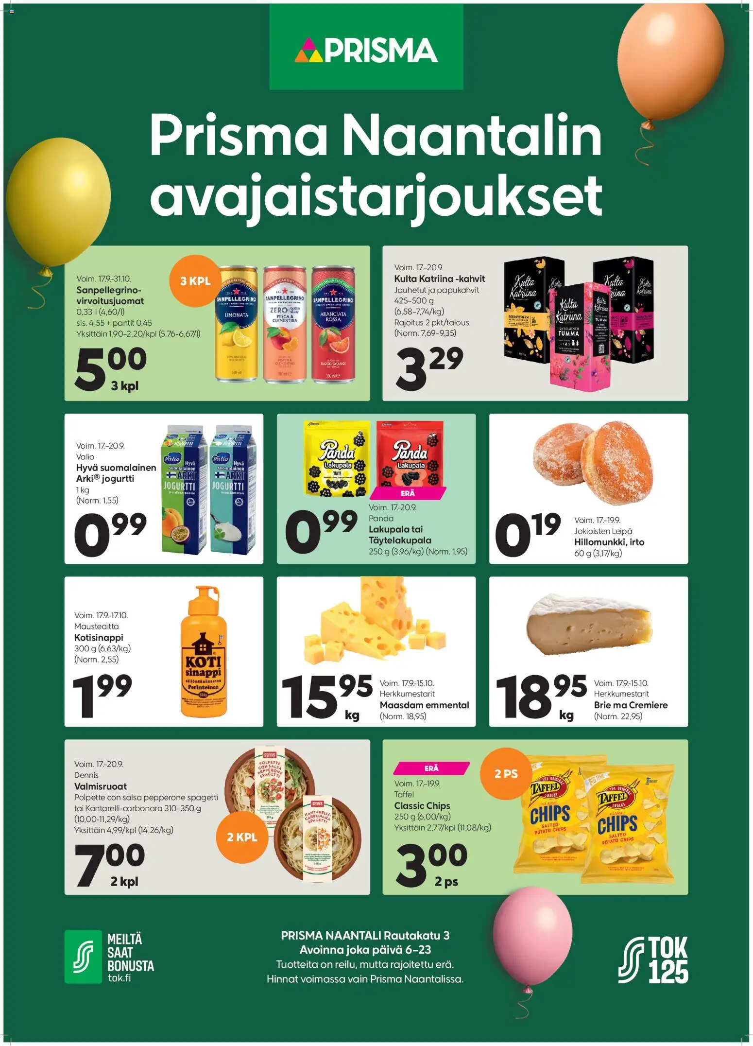 Prisma - Naantalin avajaistarjoukset – voimassa 17/09/2026 alkaen | Sivu: 1 | Tuotteet: Salsa, Sinappi, Jogurtti, Leipä