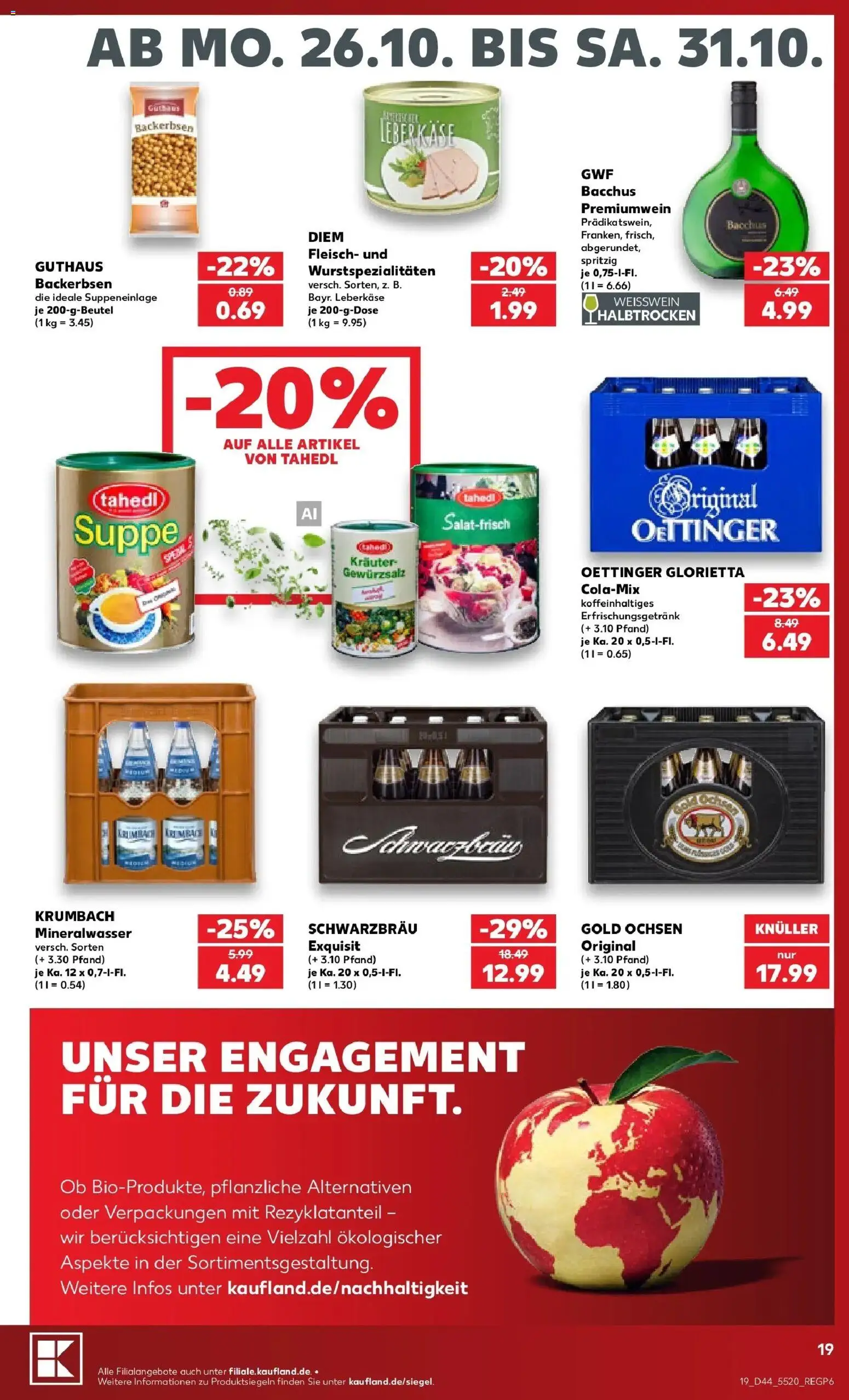 Prospekt Kaufland ab 26.10.2026 » Angebote Online zum Blättern | Seite: 23 | Produkte: Gewürzsalz, Weißwein, Oettinger, Fleisch