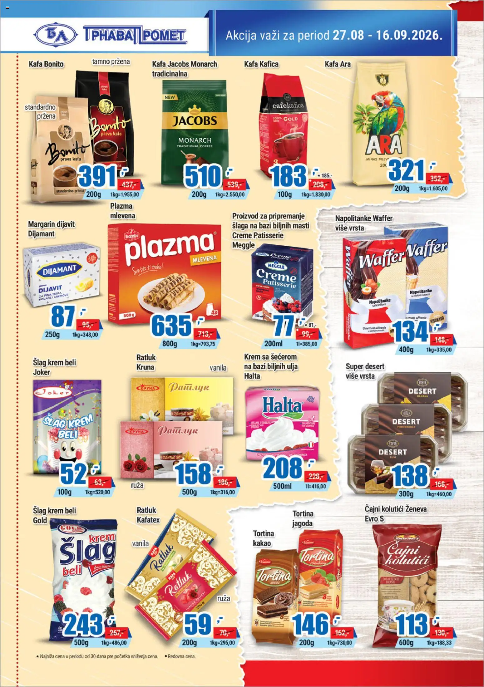 Trnava Promet katalog - važi od 27.08.2026 | Strana: 10 | Proizvode: Šlag, Sto, Šlag krem, Ratluk