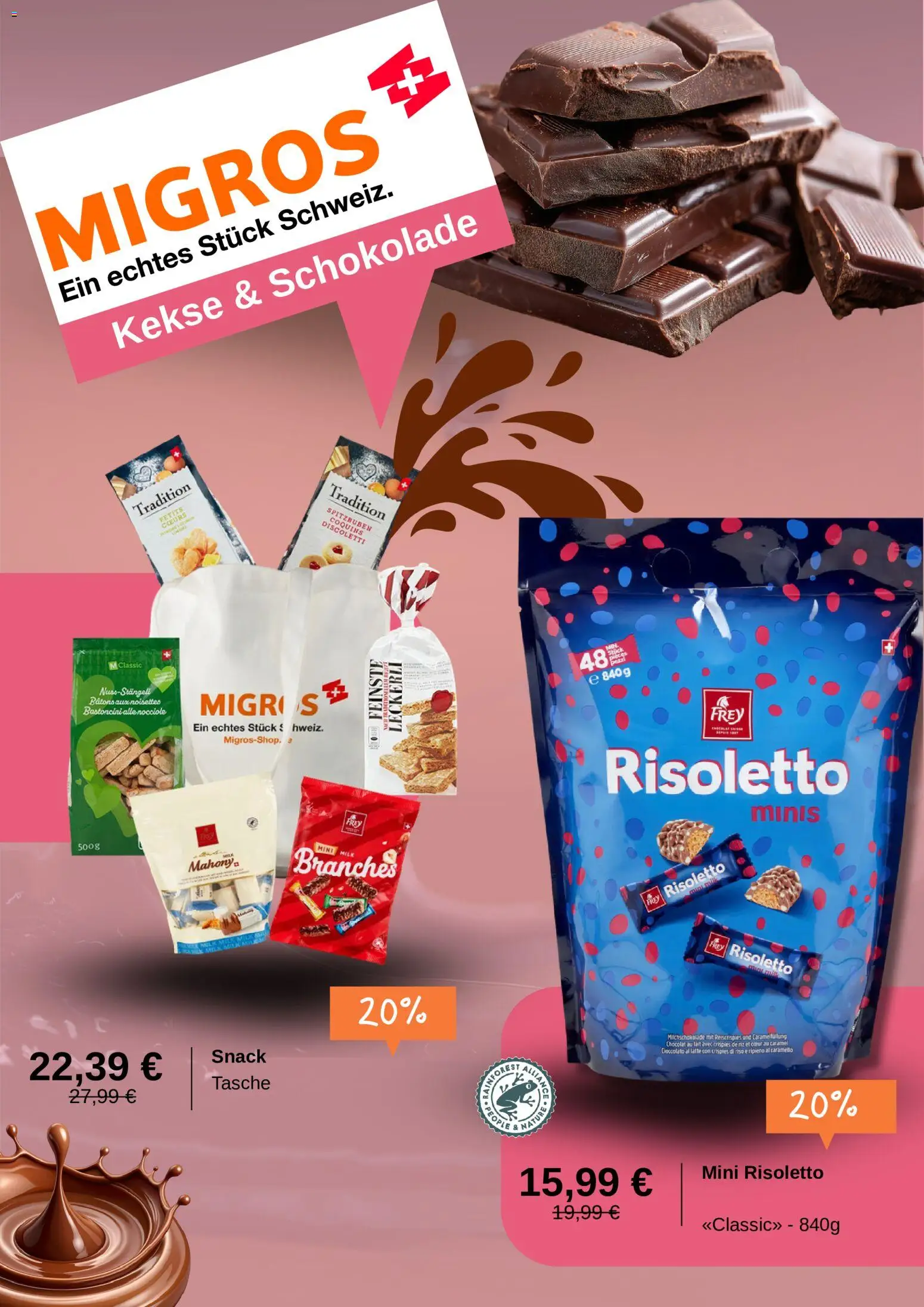 Migros Prospekt – gültig ab 01.09.2026 | Seite: 3 | Produkte: Tasche, Schokolade, Kekse