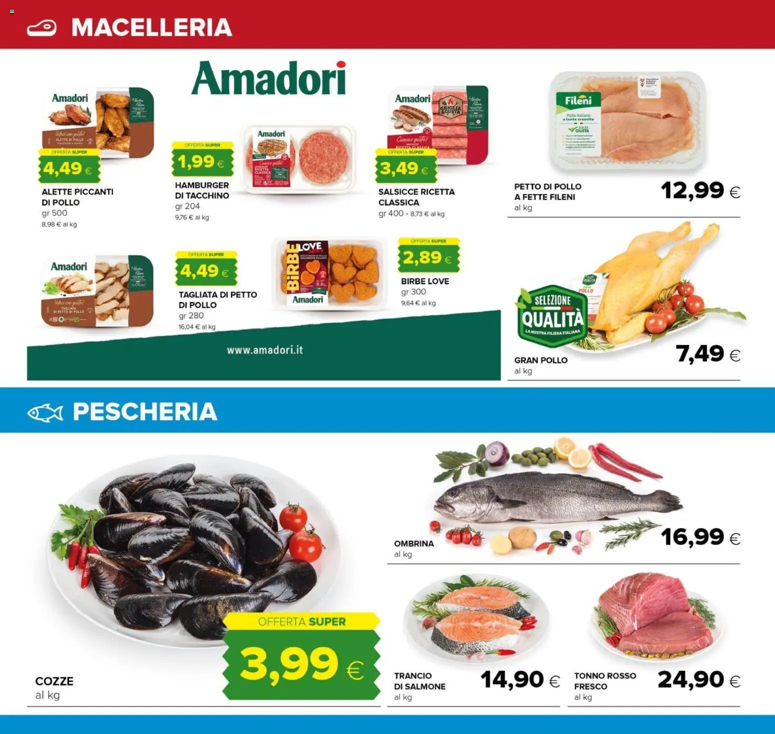 Volantino Oasi del 04.06.2026 | Pagina: 10 | Prodotti: Pollo, Salmone fresco, Tonno, Hamburger