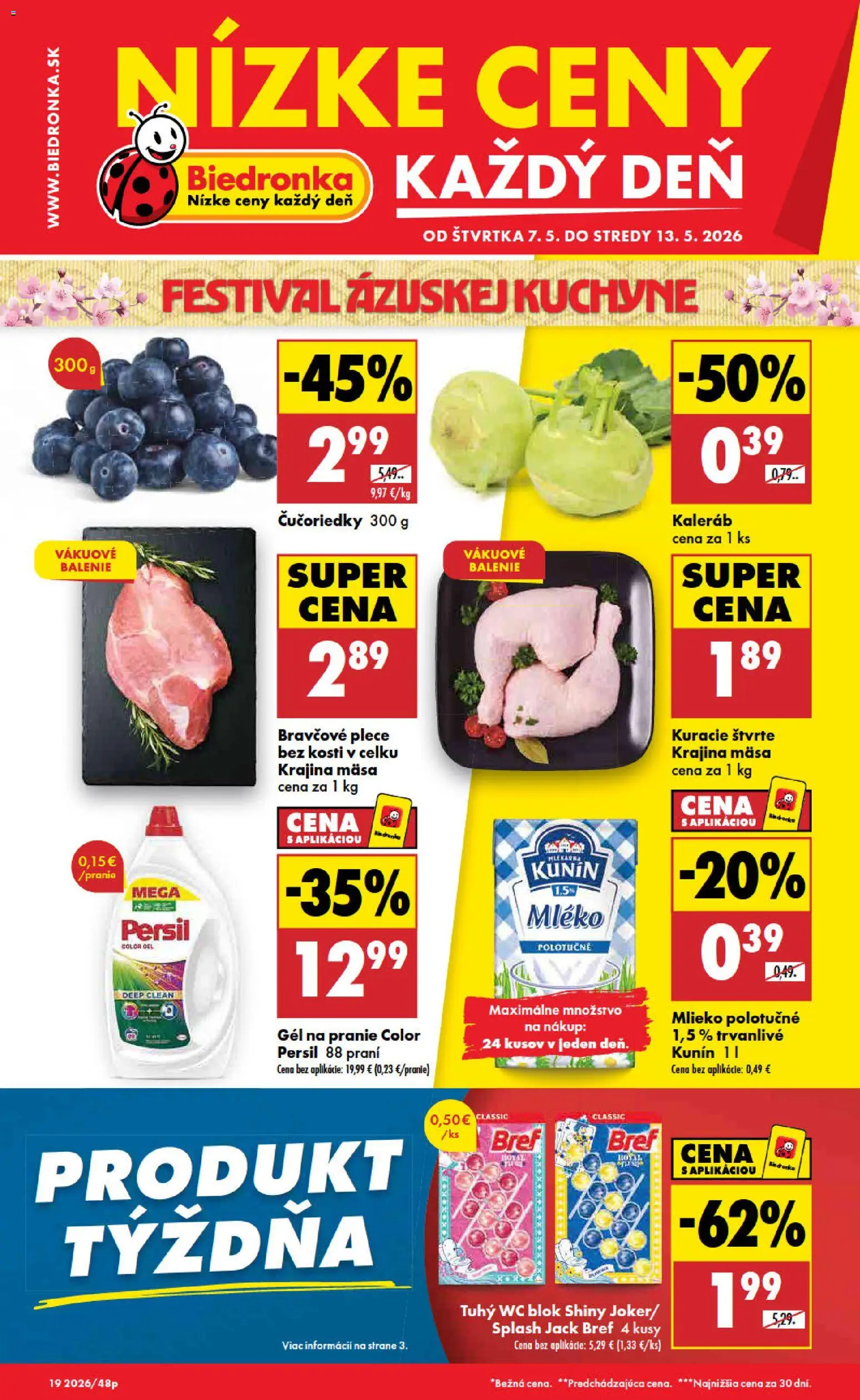Nové Biedronka akcie – leták je platný od 07.05.2026 | Strana: 1 | Produkty: Persil, Wc, Bravčové plece, Čučoriedky