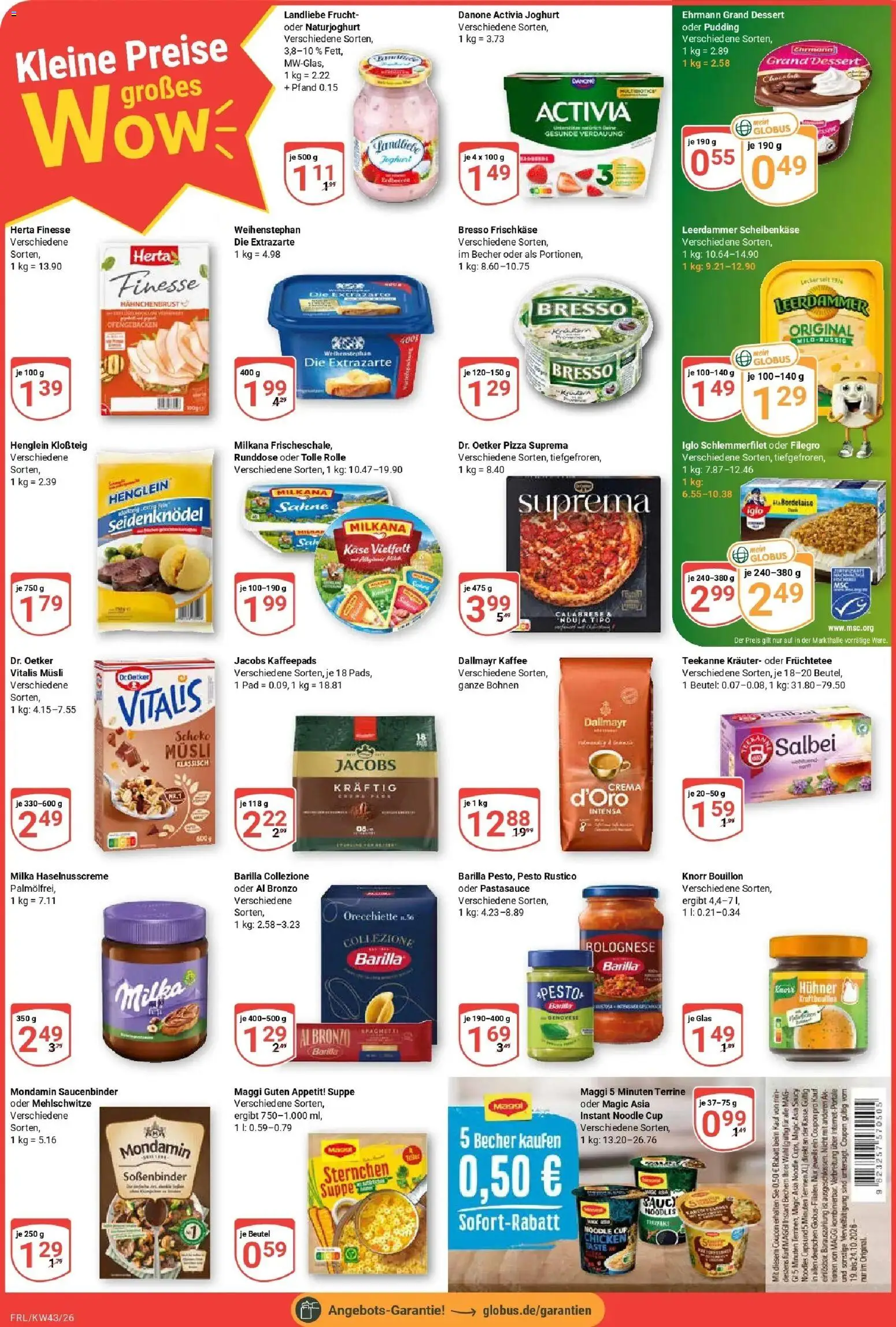Globus Prospekt Freilassing (ab 19.10.2026) » Angebote online | Seite: 2 | Produkte: Activia, Danone activia, Milkana, Leerdammer