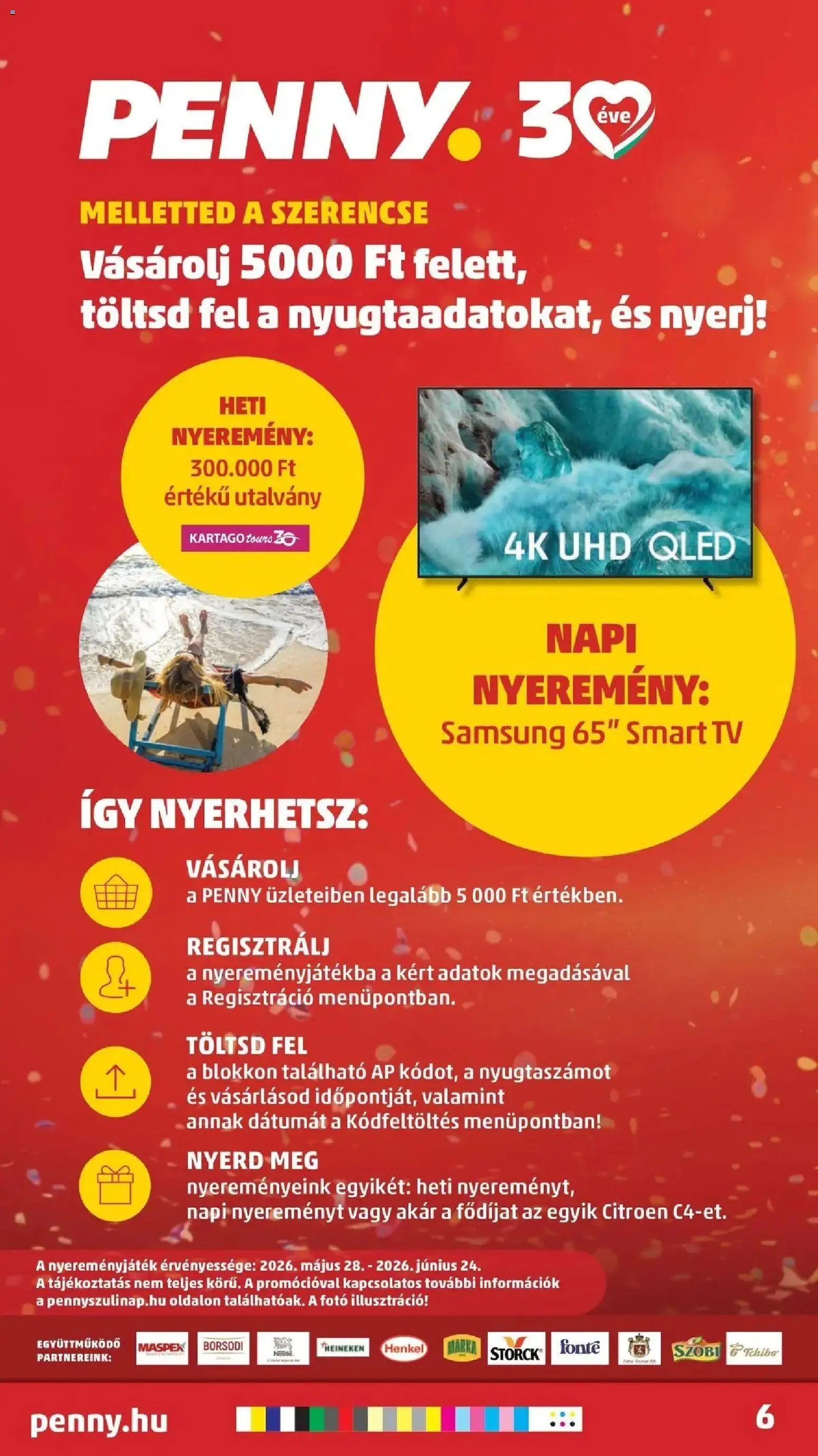 PENNY akciós ujság - amely érvényes a következő dátumtól: 28.05.2026 | Oldal: 6 | Termékek: Heineken, TV, Smart tv, Samsung