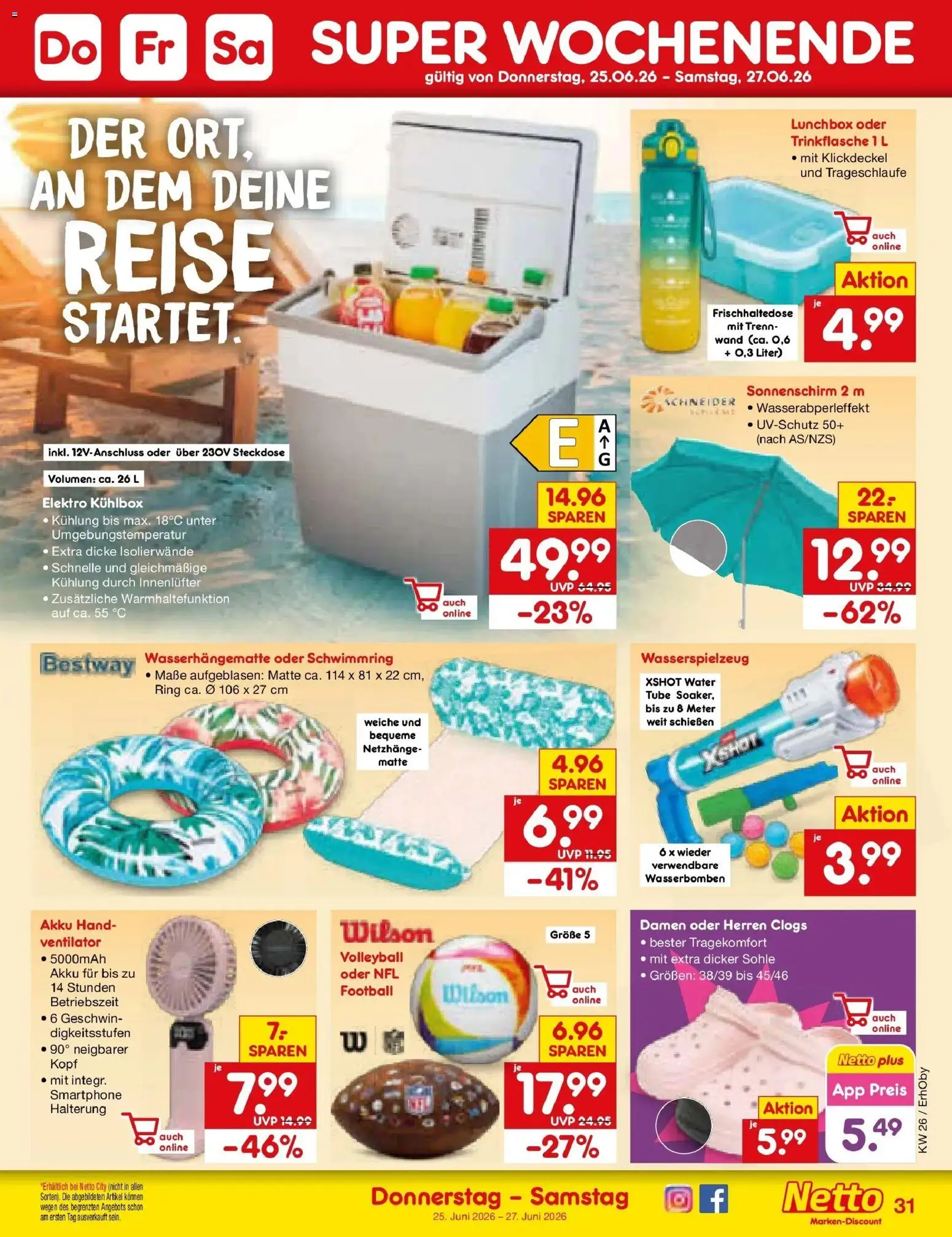 Netto Marken-Discount Prospekt Velden – gültig ab 22.06.2026 | Seite: 41 | Produkte: Steckdose, Football, Sonnenschirm, Smartphone