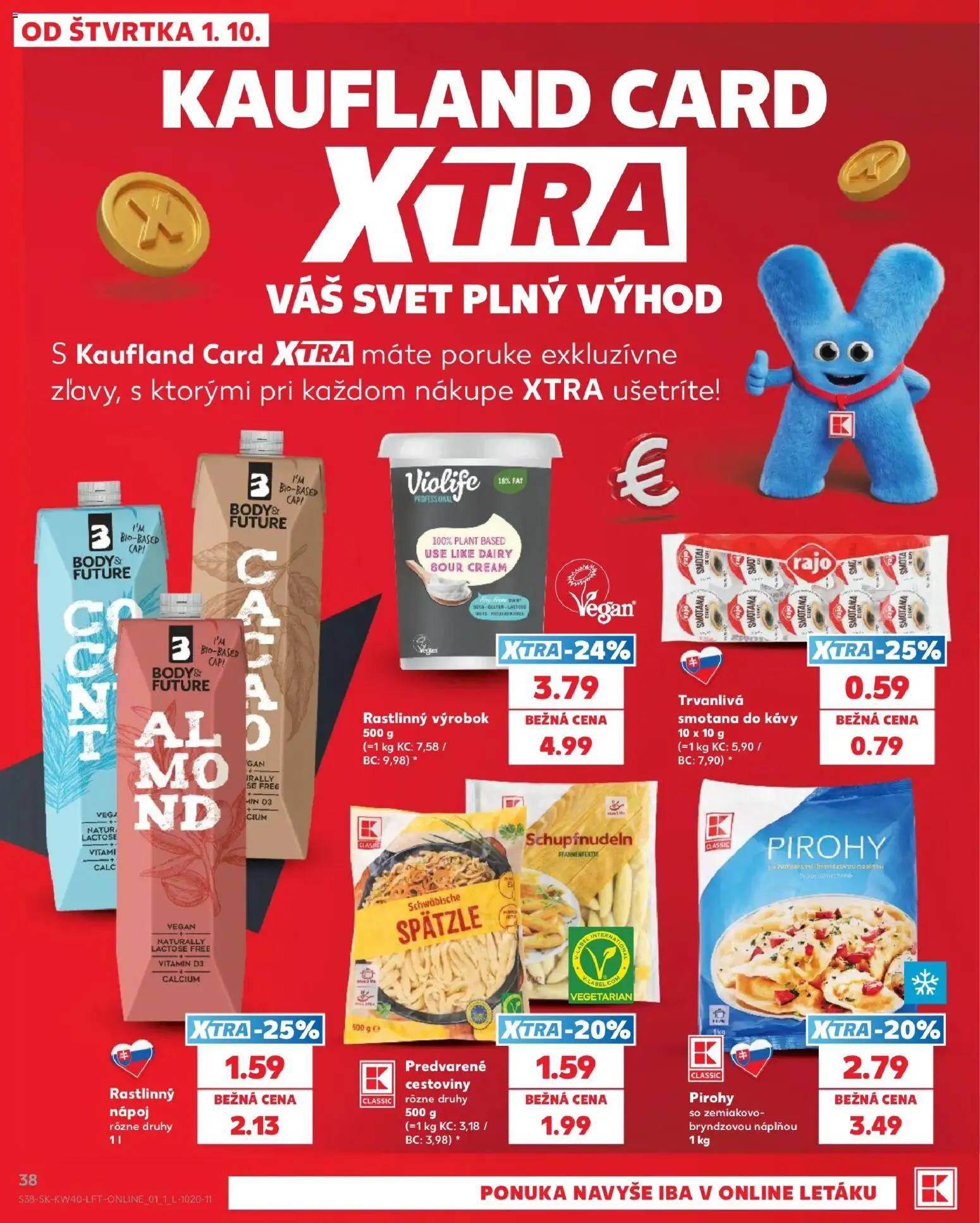 Nové Kaufland akcie – leták je platný od 01.10.2026 | Strana: 38 | Produkty: Pirohy, Cestoviny, Smotana