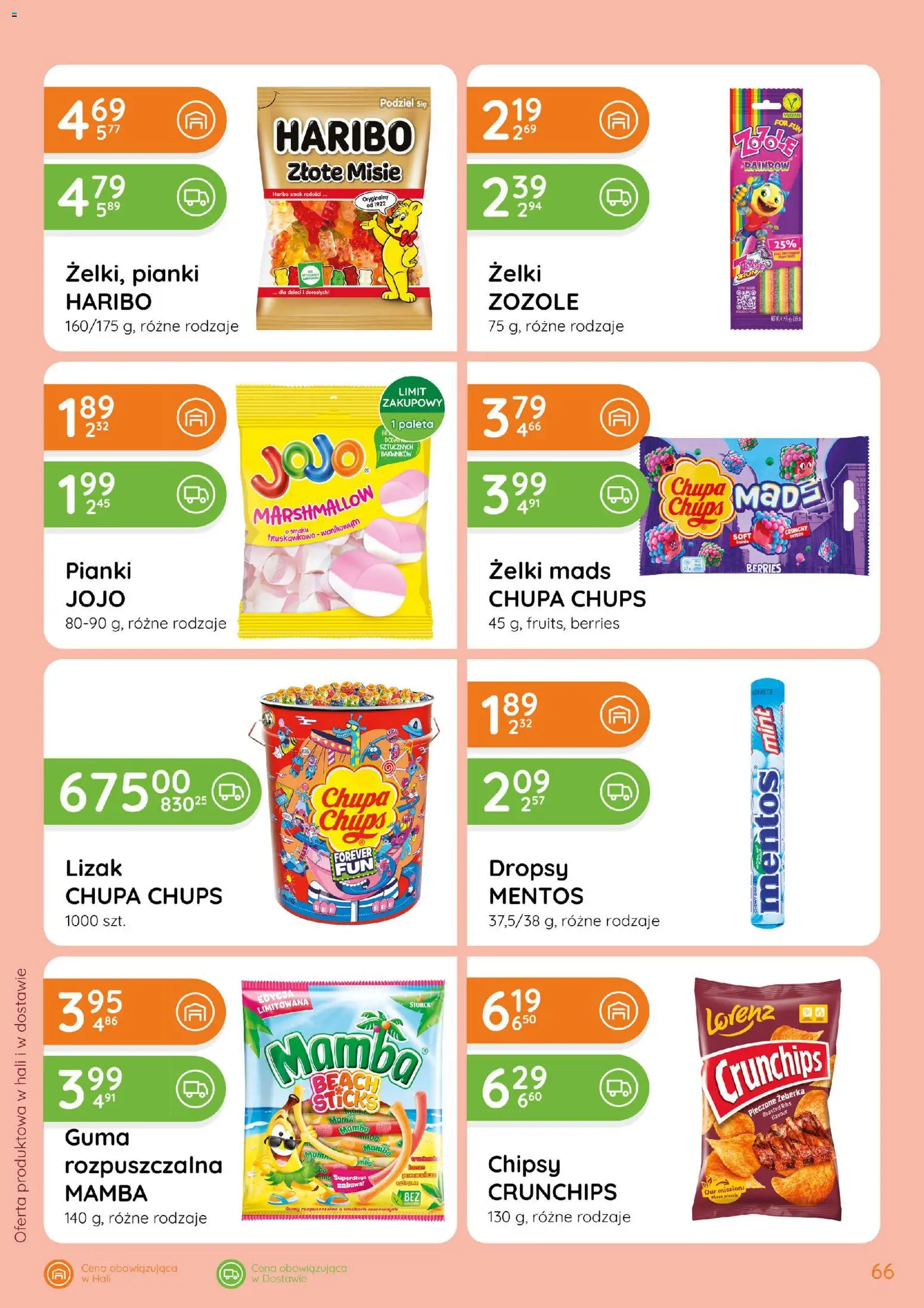 Eurocash gazetka od 15.10.2026 | Strona: 66 | Produkty: Żelki haribo, Żeberka, Chipsy, Żelki