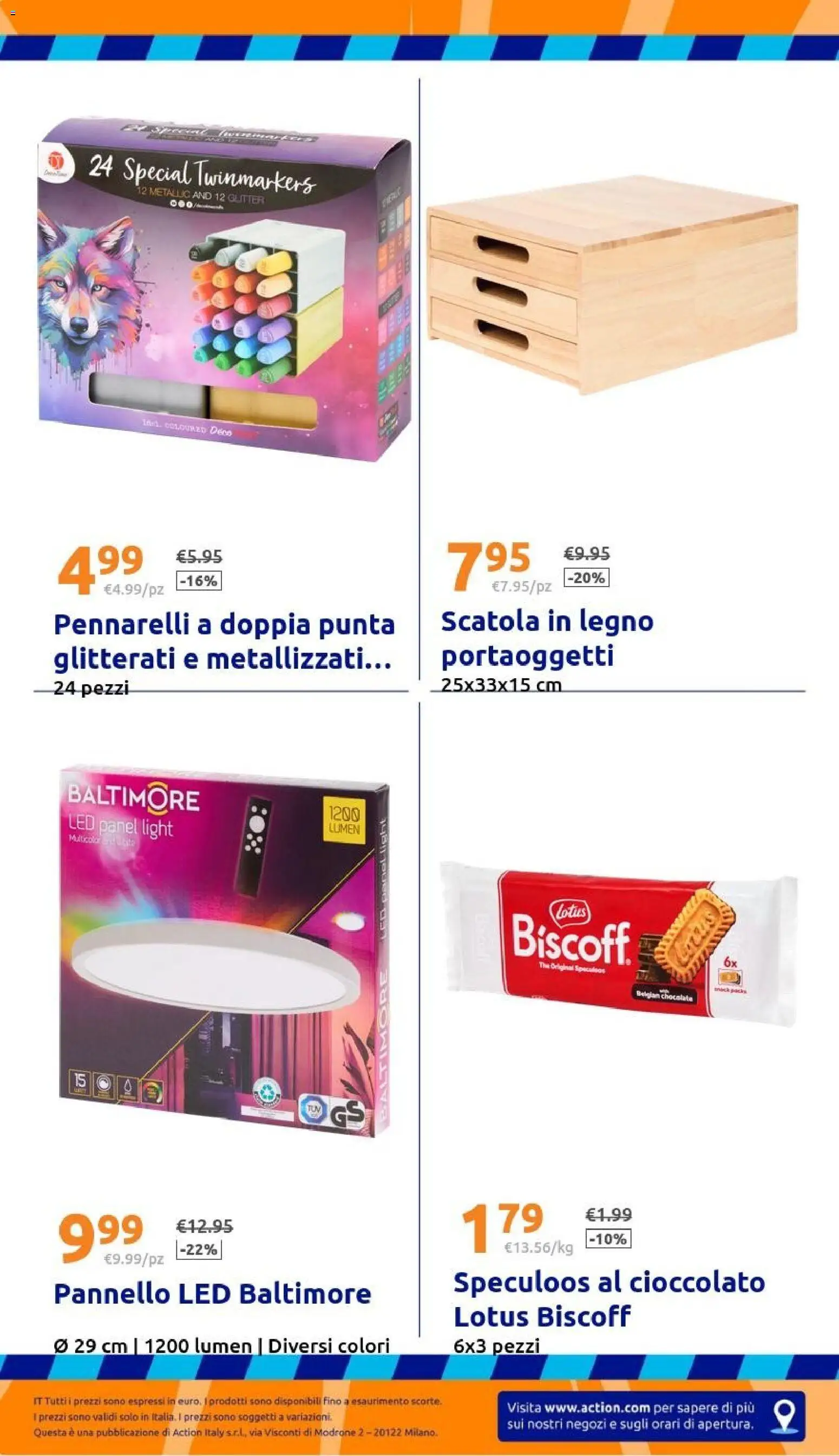 Volantino Action del 02/09/2026 | Pagina: 32 | Prodotti: Cioccolato, The, Pennarelli, Scatola