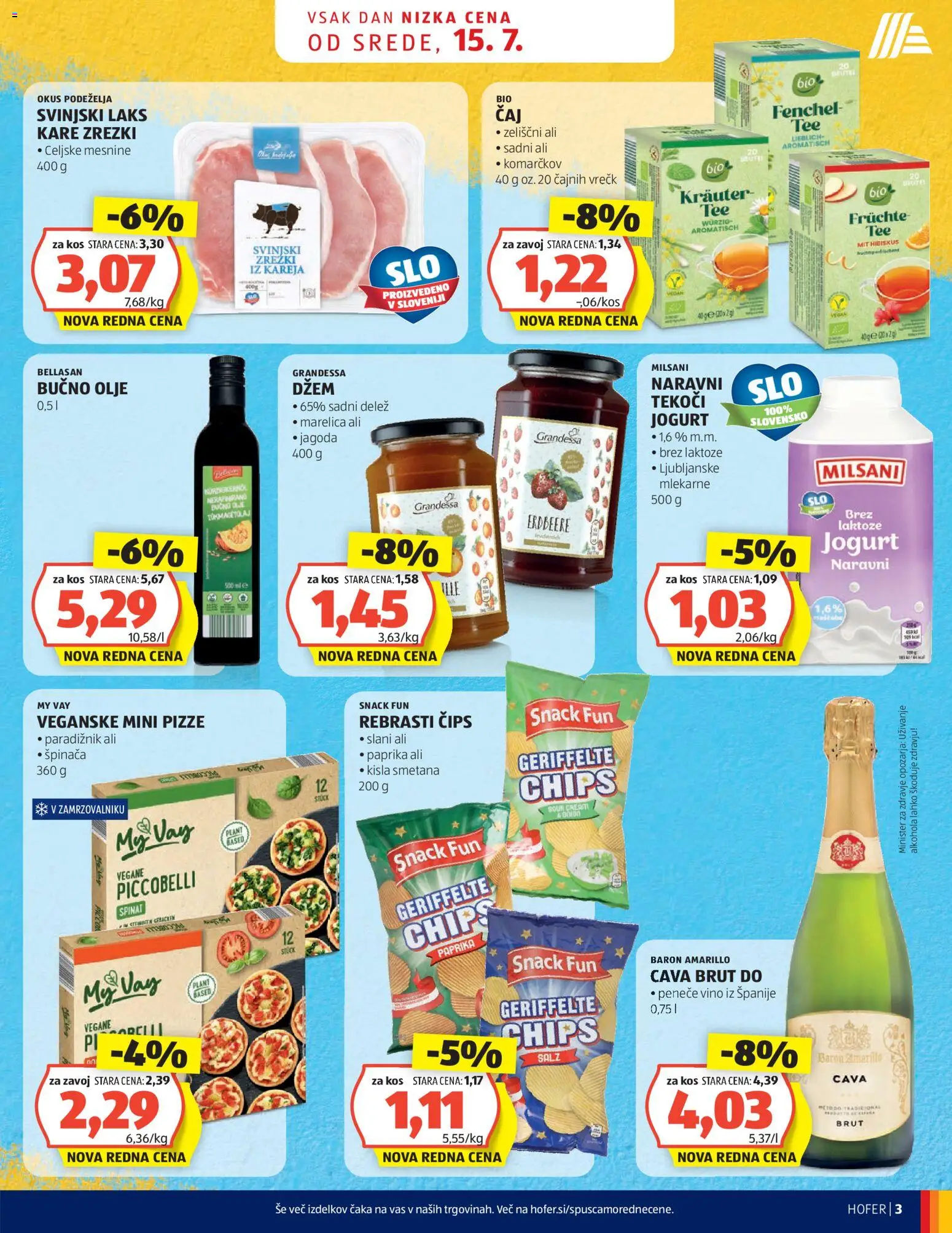 Hofer SI katalog | vrijedi od 15.07.2026 | Stranica: 3 | Proizvodi: Jogurt, Vino, Čips, Džem