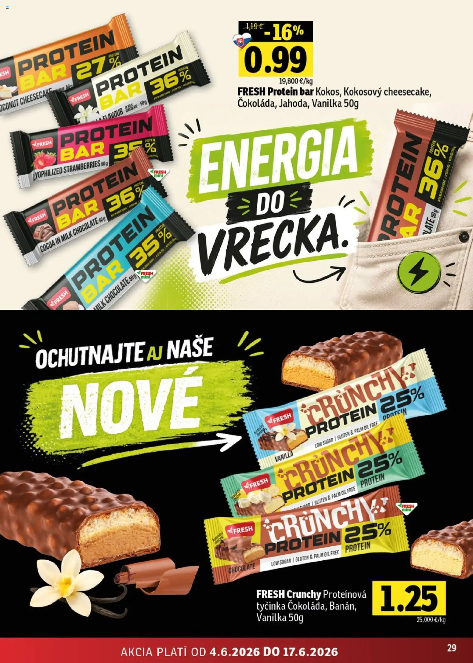 Nové Fresh akcie – leták je platný od 04.06.2026 | Strana: 29 | Produkty: Protein