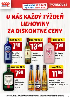 COOP Jednota leták platný od 18.06.2026 | Strana: 17 | Produkty: Jameson, Metaxa, Koniferum, Gin