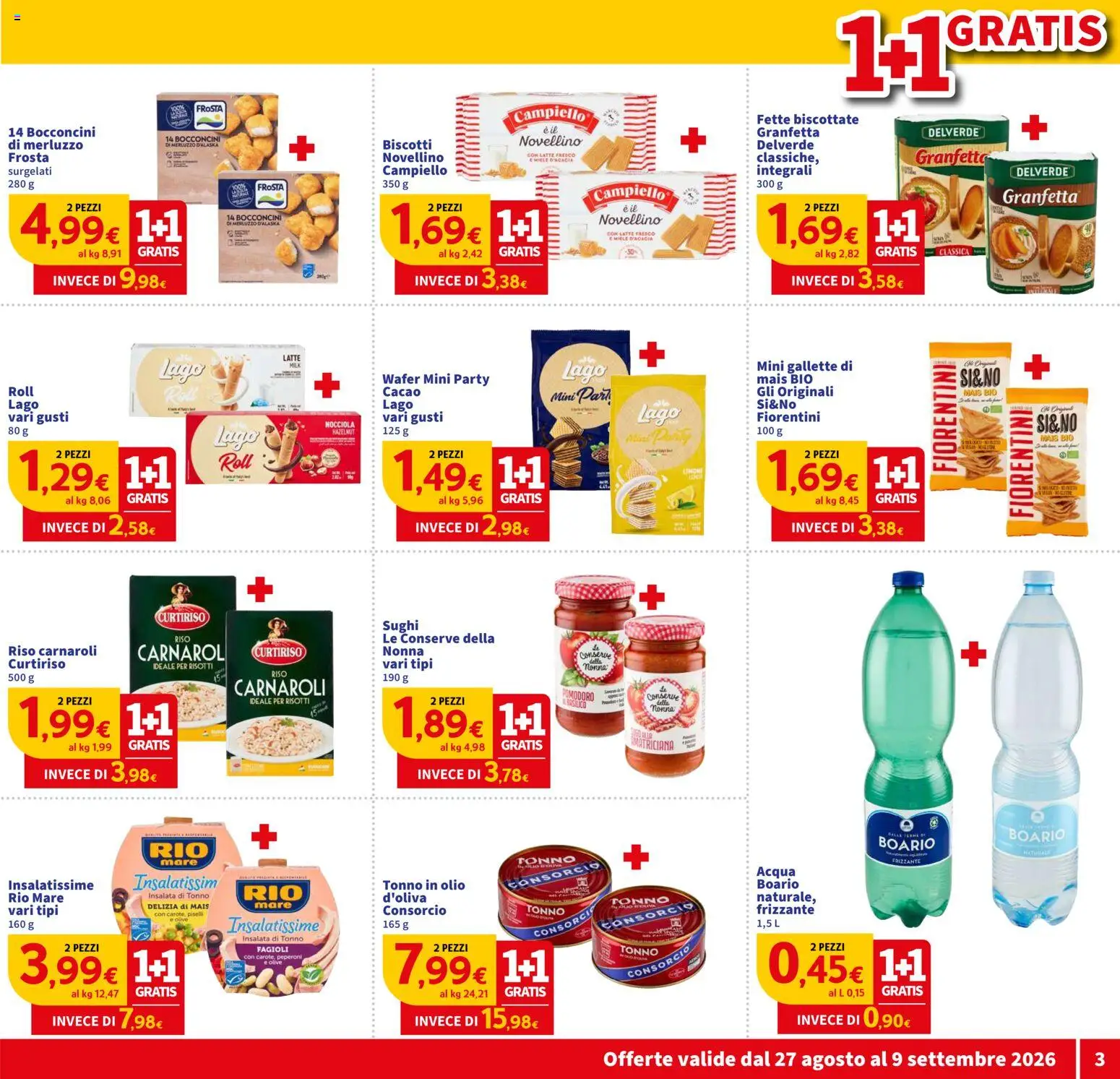 Volantino SIGMA del 27/08/2026 | Pagina: 3 | Prodotti: Biscotti, Acqua, Olio, Mais