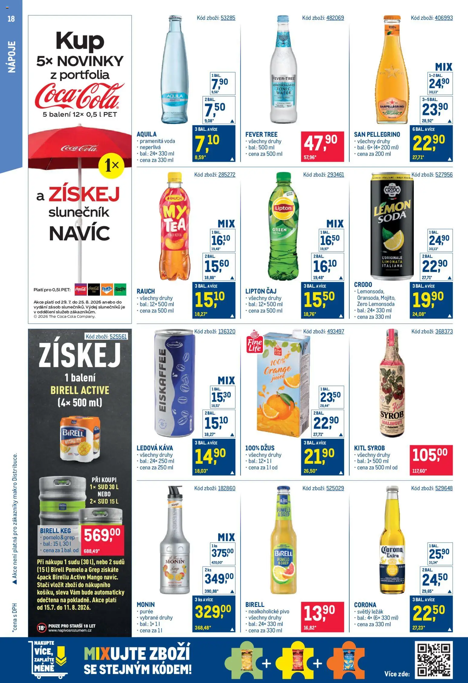 Makro leták - Gastronomie od 29.07.2026 | Strana: 18 | Produkty: Pomelo, Mango, Birell, Slunečník