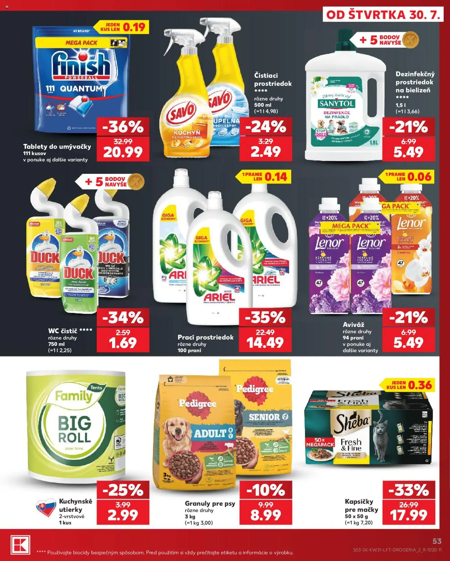Nové Kaufland akcie – leták je platný od 30.07.2026 | Strana: 53 | Produkty: Sanytol, Savo, Aviváž, Lenor