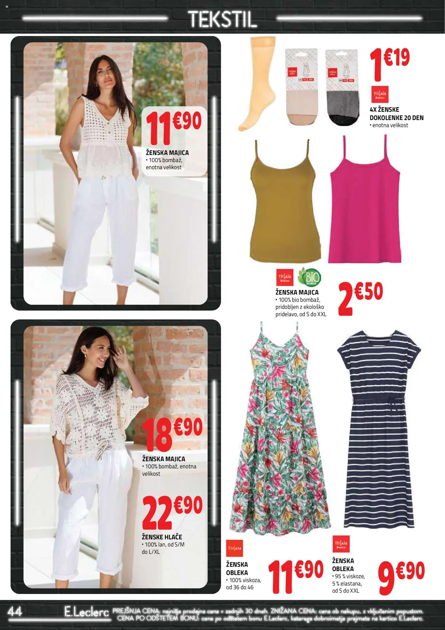Novi E.leclerc katalog ponudbe – veljaven od 12.08.2026 | Stran: 44 | Izdelki: Majica, Hlace, Obleka