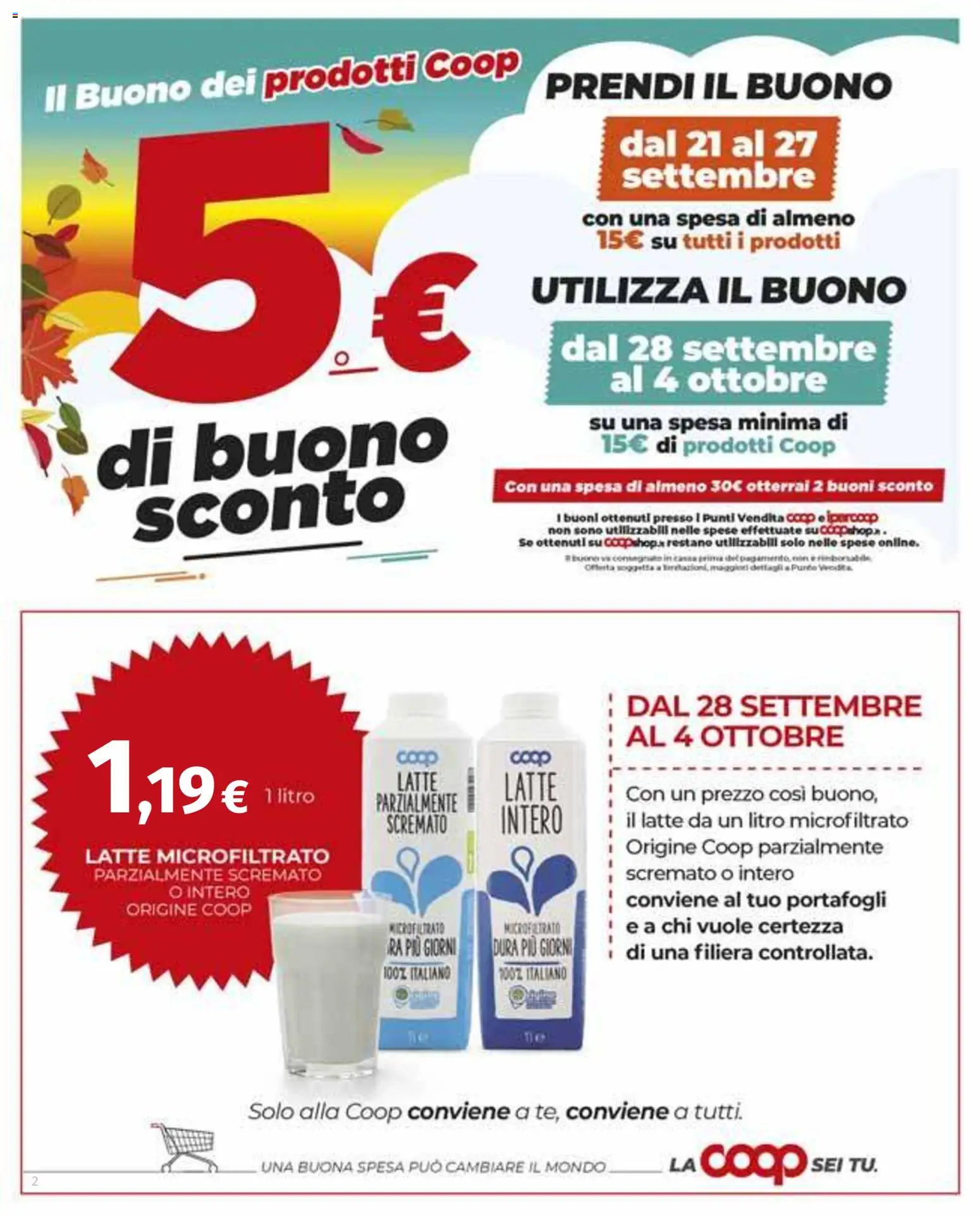 Volantino COOP del 17/09/2026 | Pagina: 2 | Prodotti: Latte, Latte intero