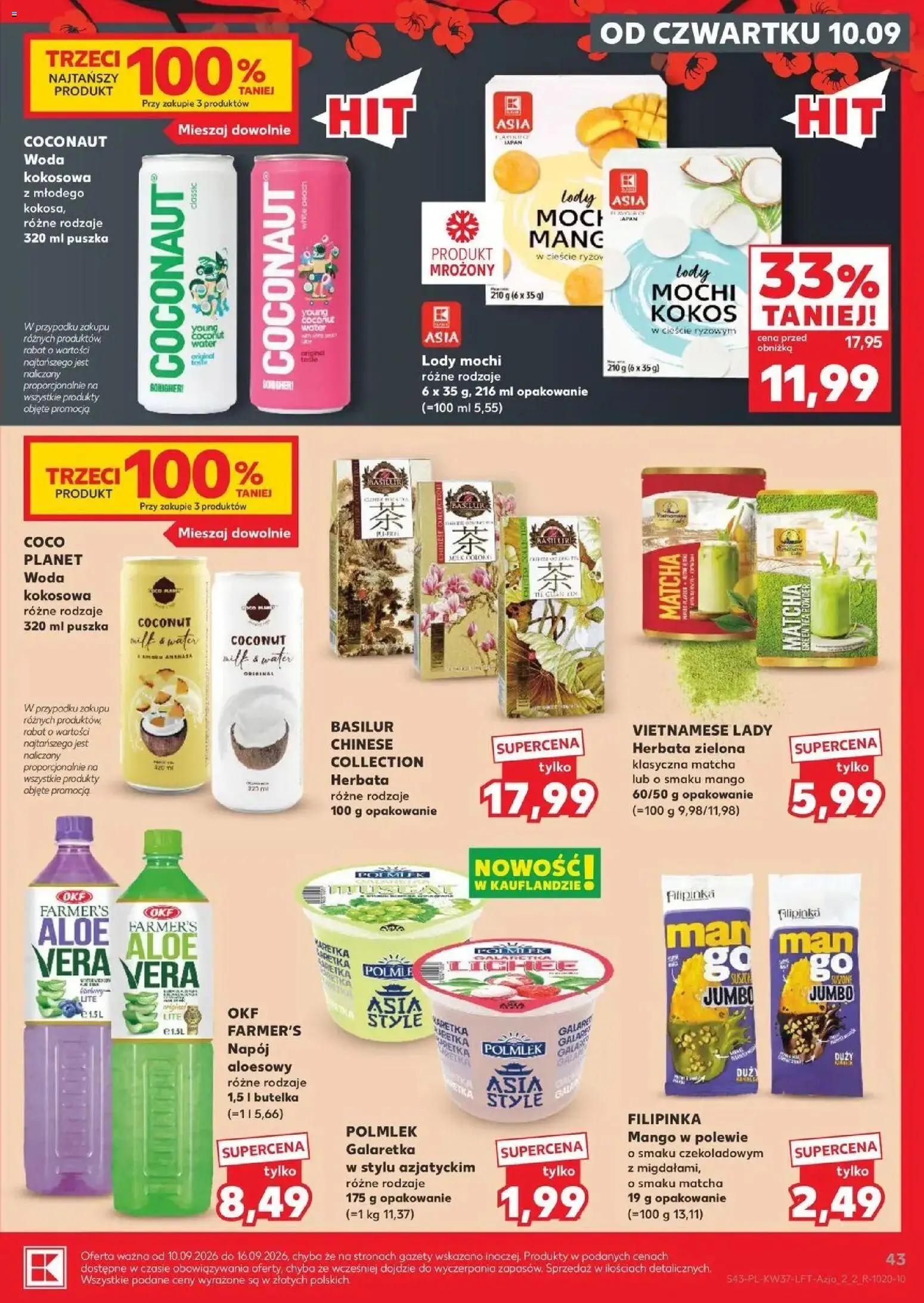 Kaufland gazetka od 10.09.2026 - od jutra PDF | Strona: 43 | Produkty: Galaretka, Herbata, Matcha, Kokos