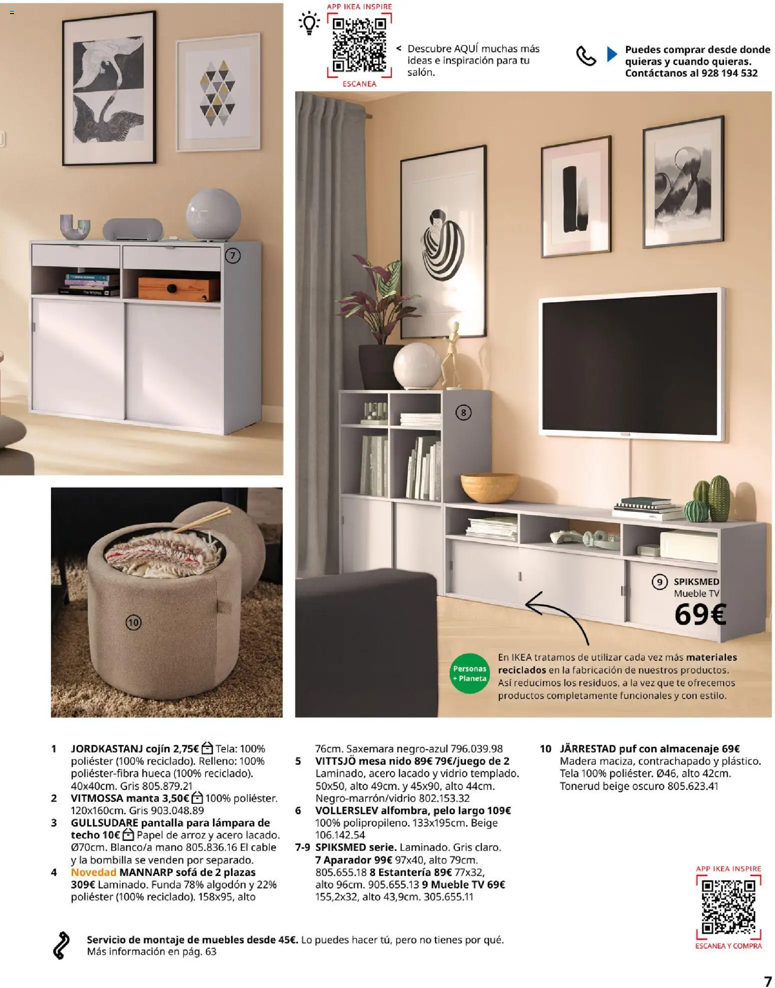IKEA - Salones │ válido desde el 04/02/2026 | Página: 7 | Productos: Lámpara de techo, Cable, Bombilla, Cojín