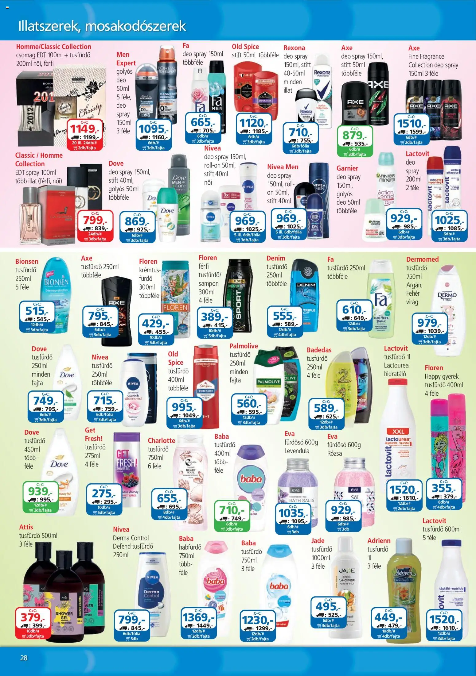 ÁRKLUB akciós ujság - amely érvényes a következő dátumtól: 2026.10.01. | Oldal: 28 | Termékek: Nivea, Palmolive, Aloe vera, Baba